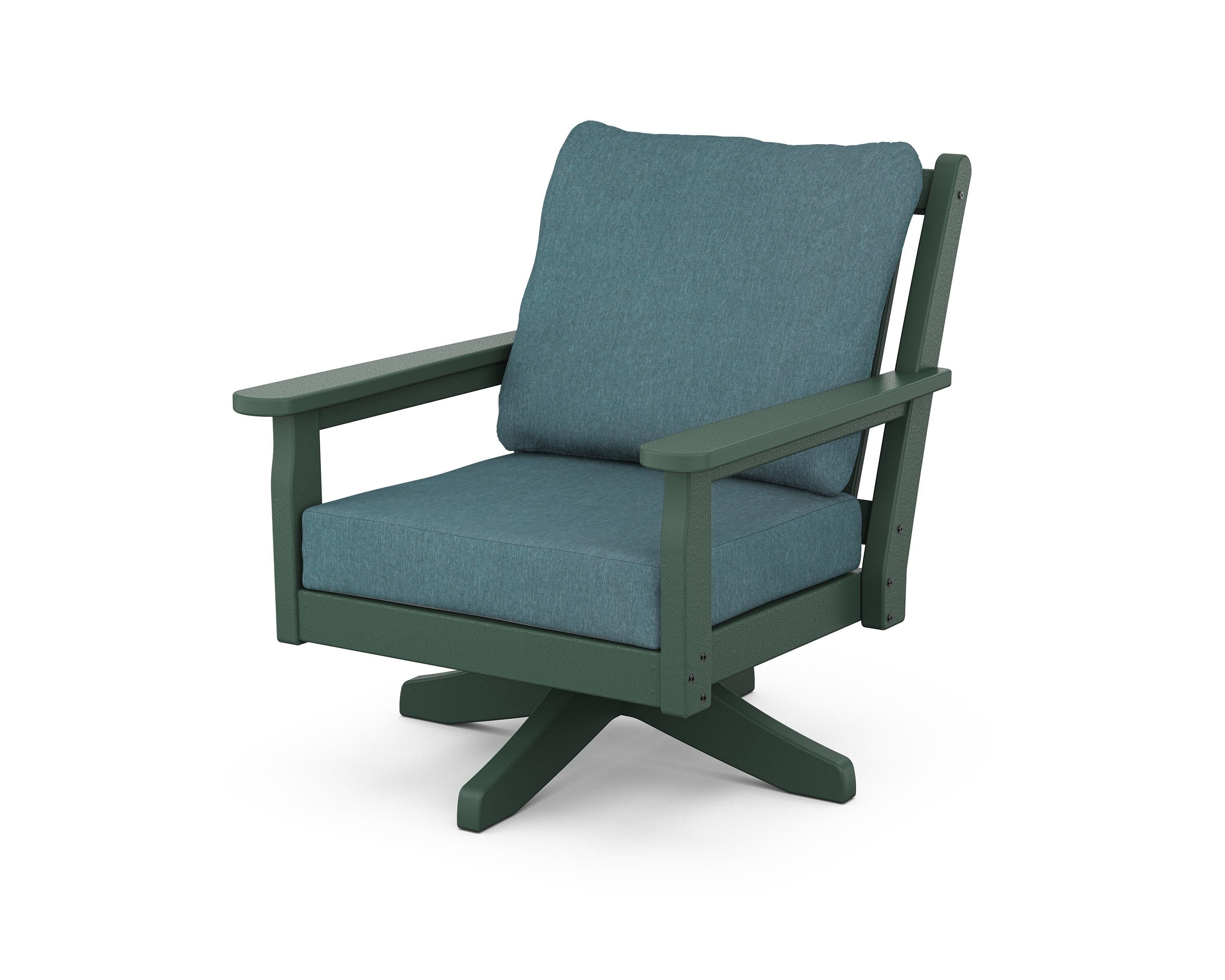 POLYWOOD Chippendale Deep Seating Swivel Chair in Green / Ocean Teal