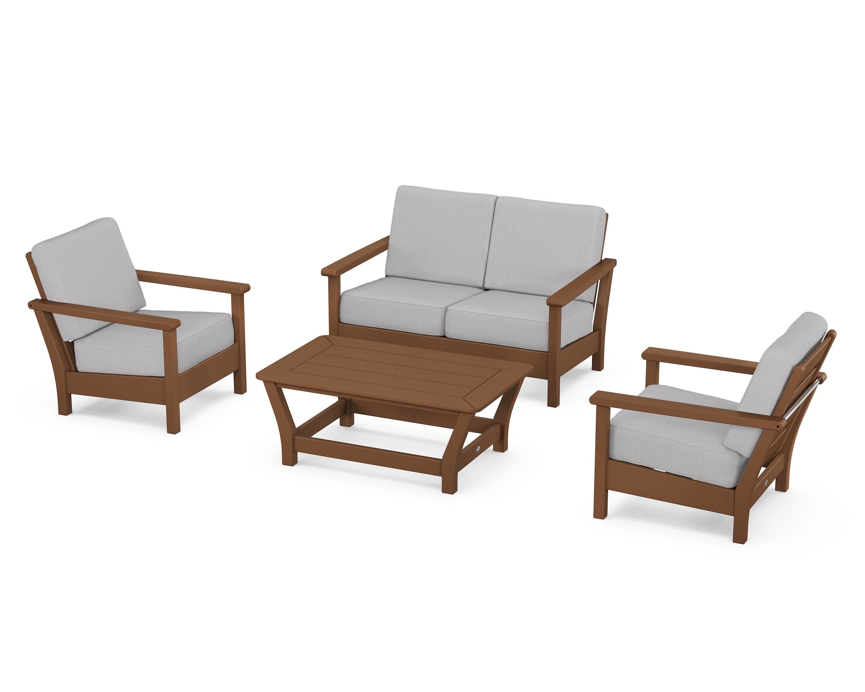 POLYWOOD Harbour 4-Piece Deep Seating Set in Teak / Granite