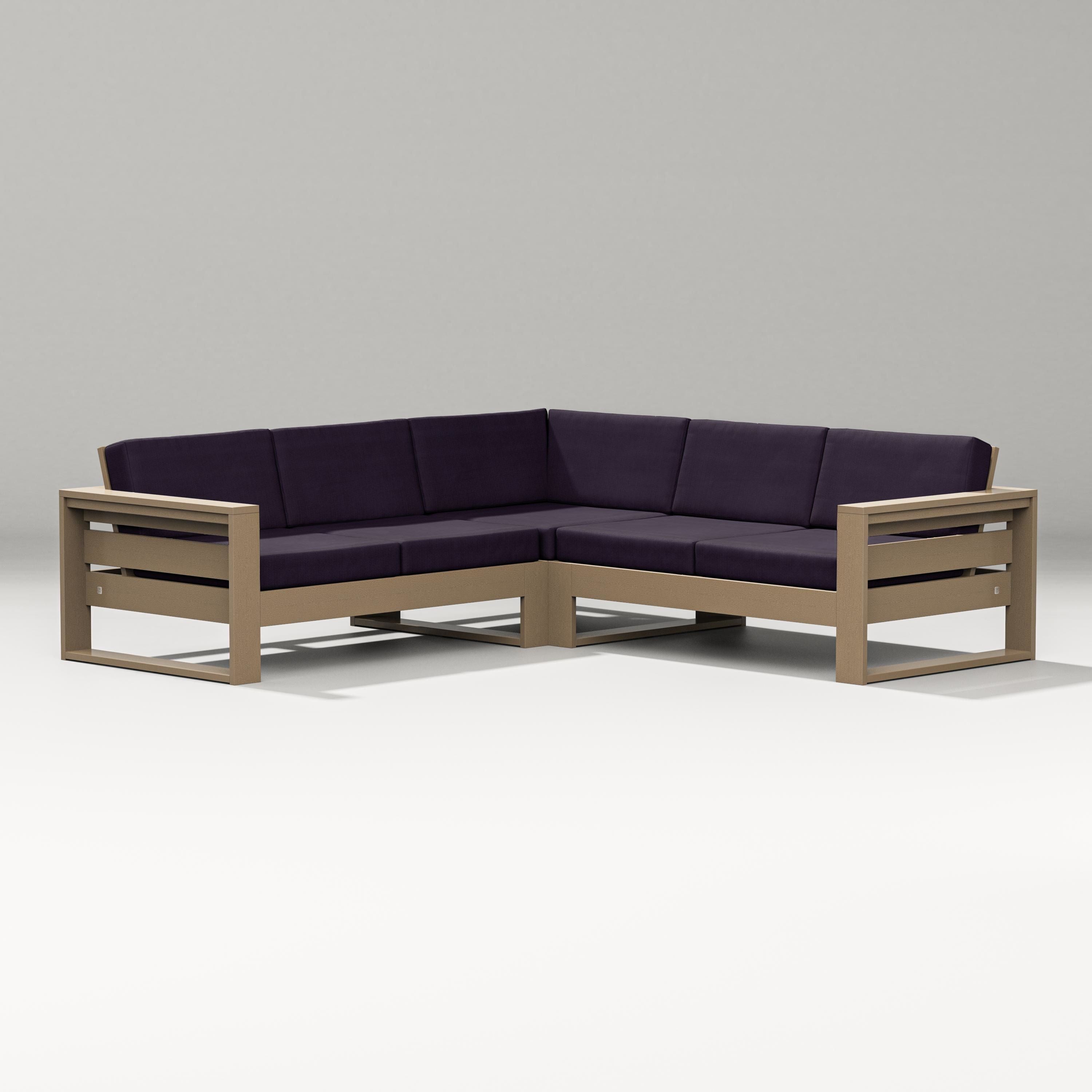 PW Designer Series Latitude Corner Sectional in Vintage Sahara / Navy Linen