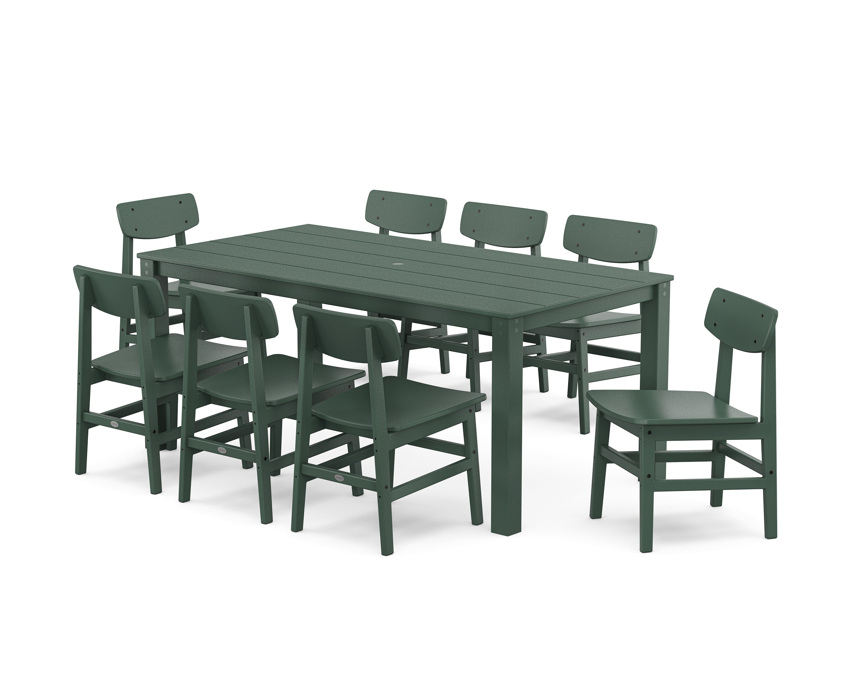POLYWOOD Modern Studio Urban Chair 9-Piece Parsons Dining Set in Green