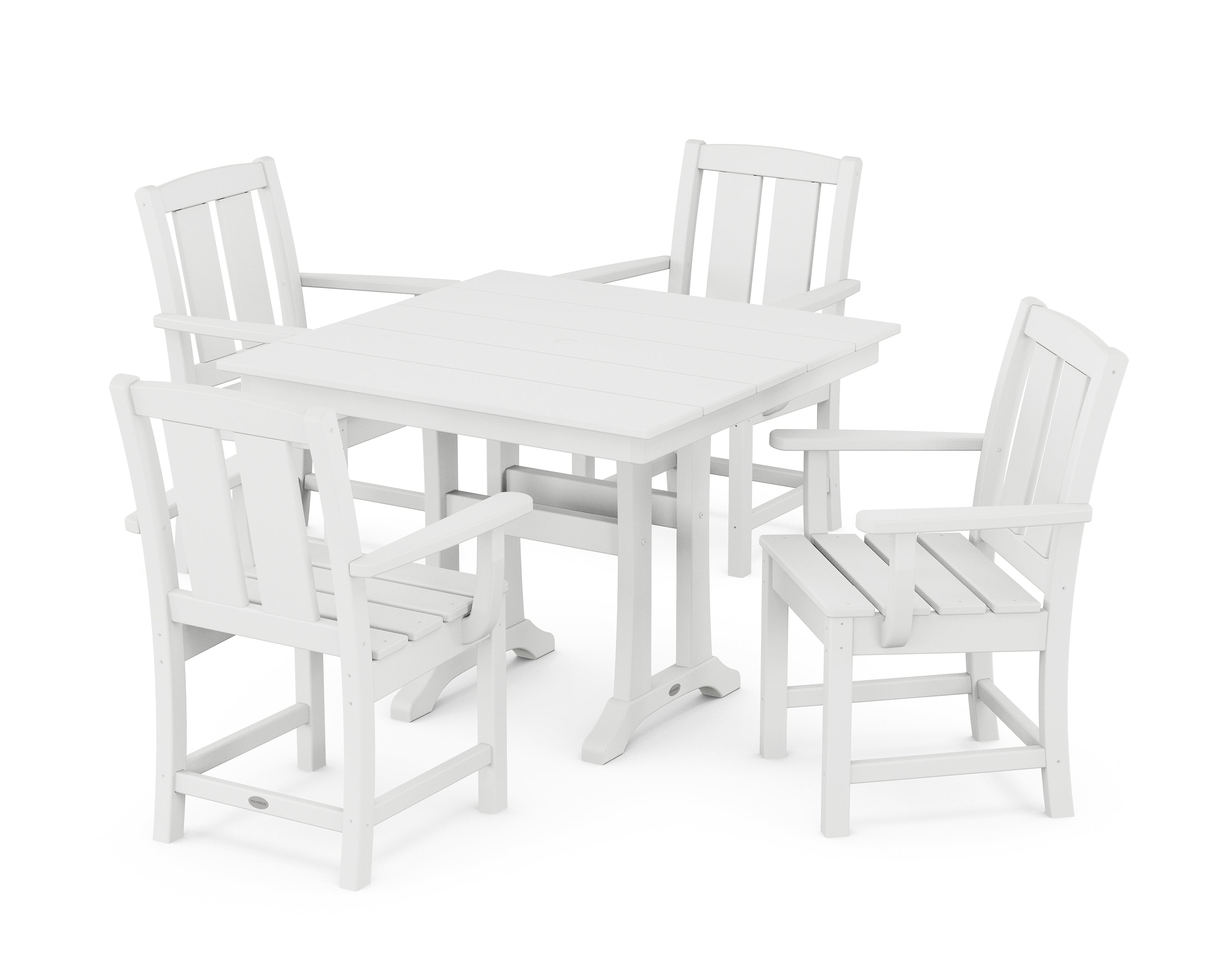 POLYWOOD Mission 5-Piece Farmhouse Dining Set with Trestle Legs in White