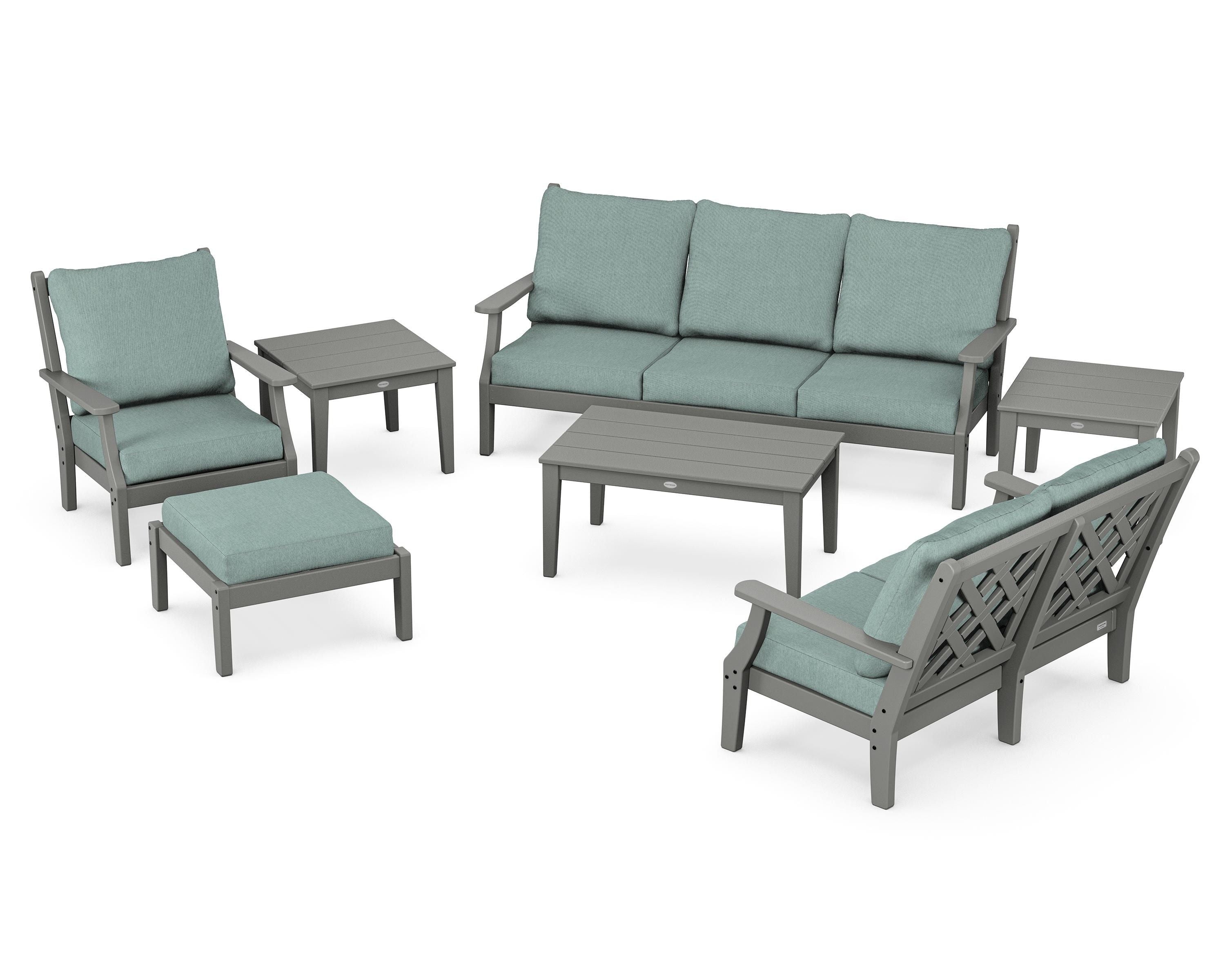 Country Living Wovendale 7-Piece Deep Seating Set in Slate Grey / Glacier Spa