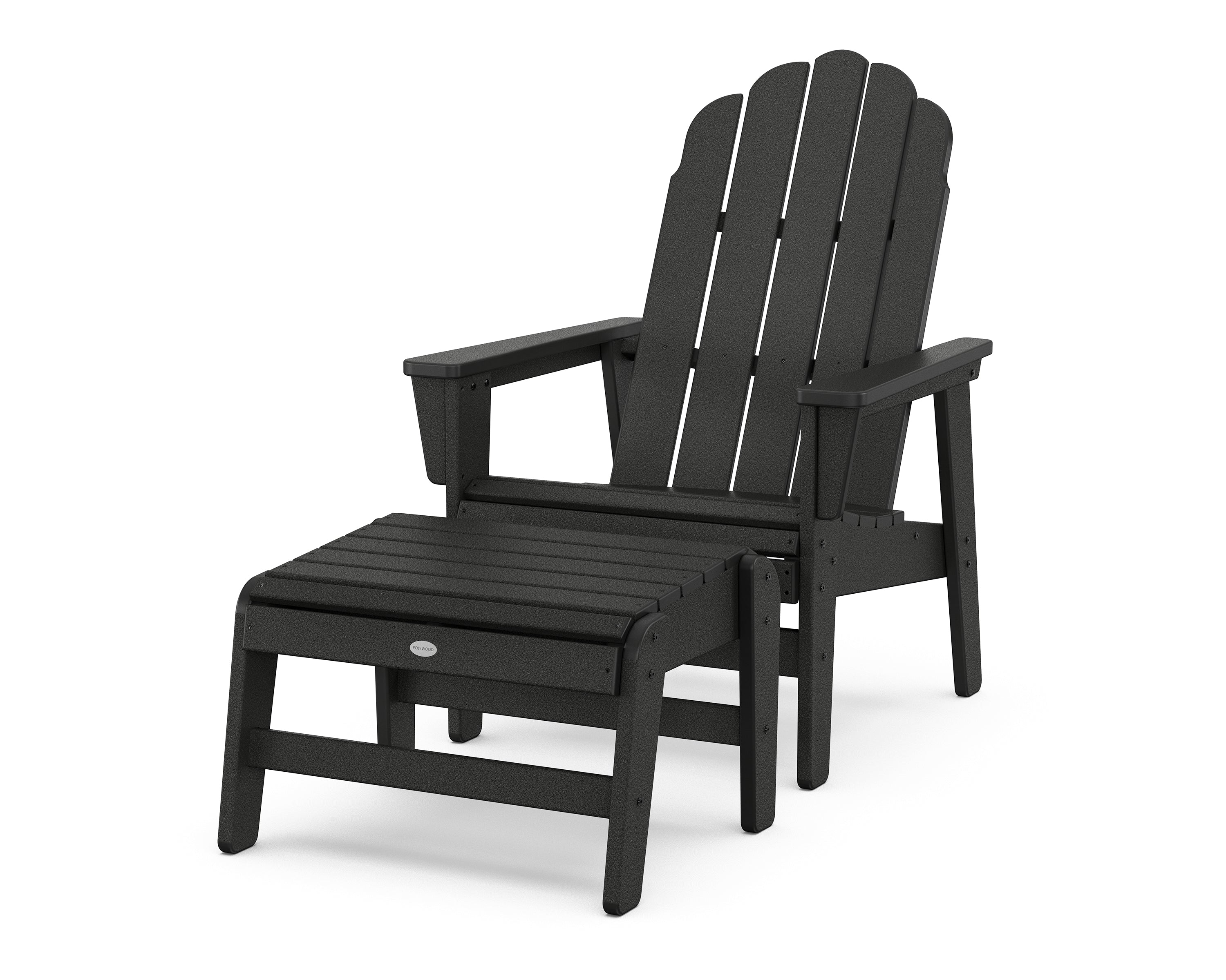 POLYWOOD Vineyard Grand Upright Adirondack Chair with Ottoman in Black