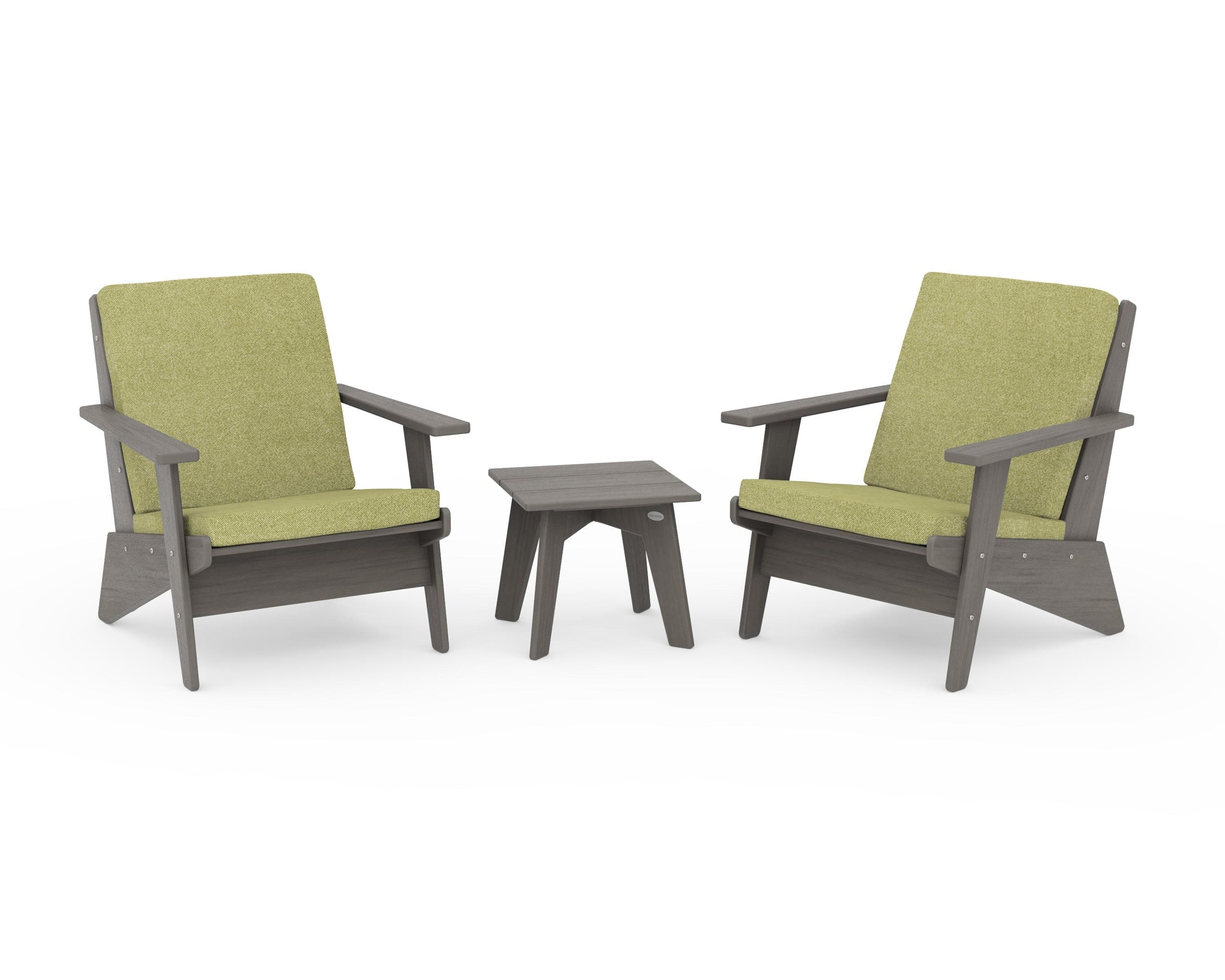 POLYWOOD Riviera Modern Lounge 3-Piece Set in Driftwood / Chartreuse Boucle