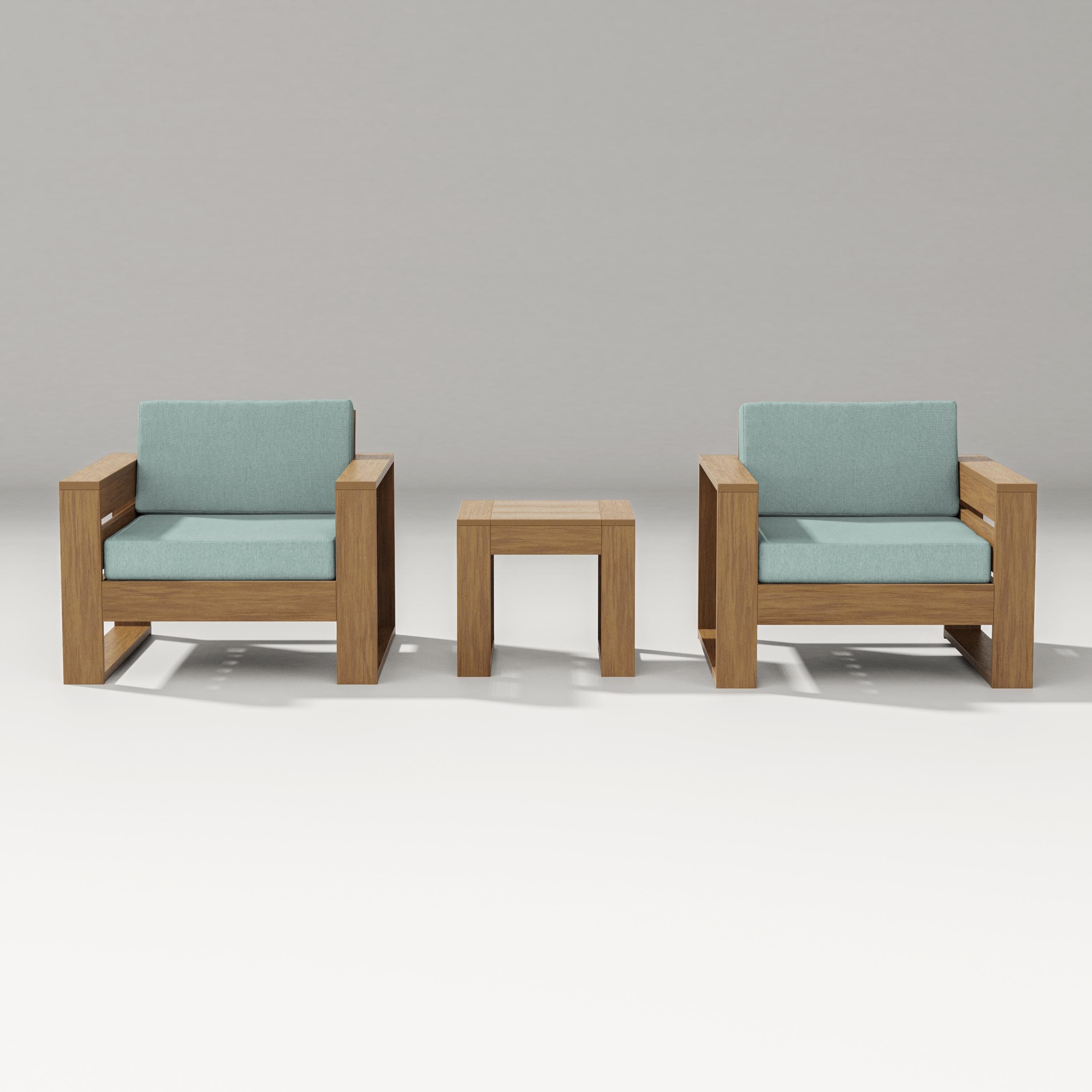 PW Designer Series Latitude 3-Piece Lounge Chair Set in Natural / Glacier Spa