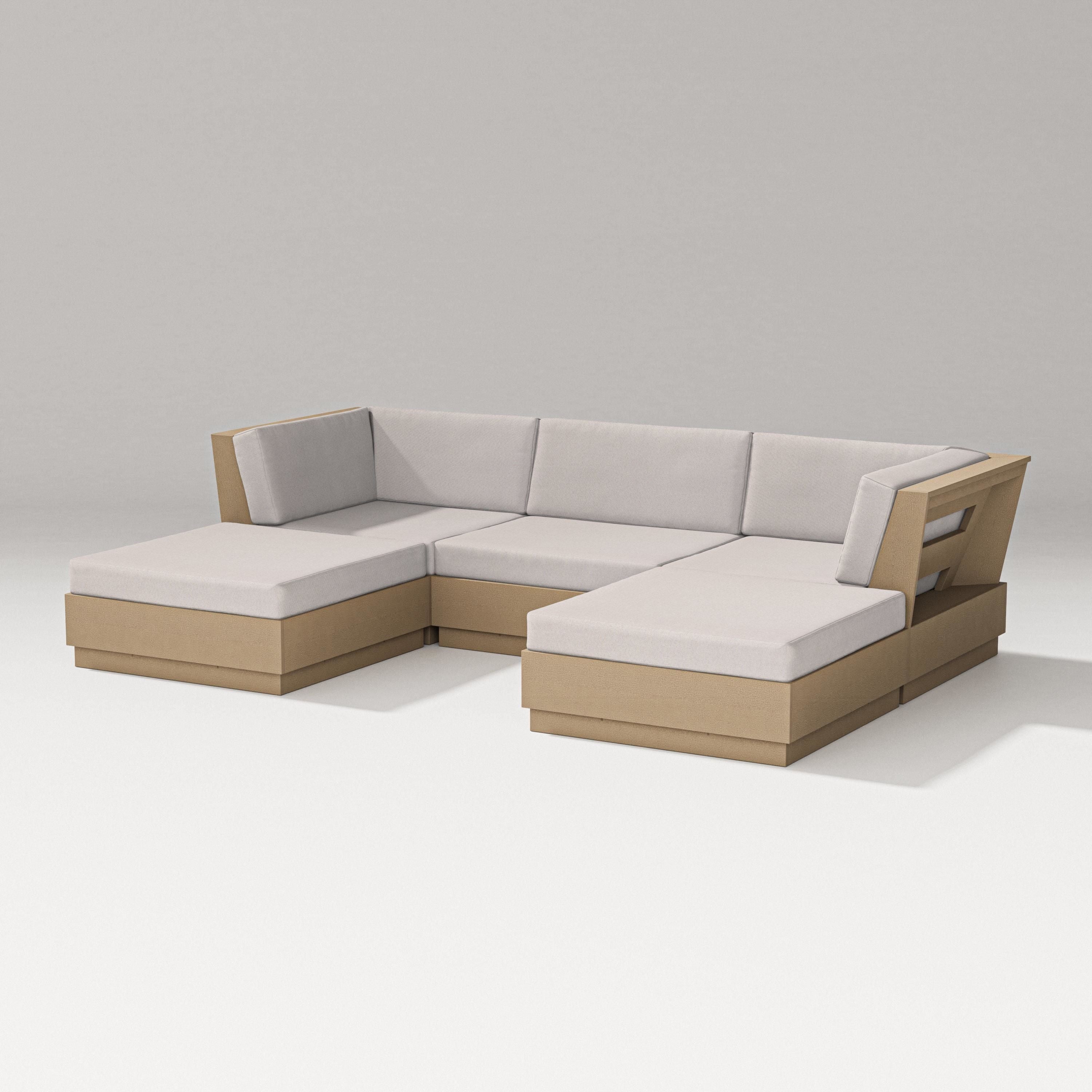 PW Designer Series Elevate Double Chaise Sectional in Vintage Sahara / Dune Burlap
