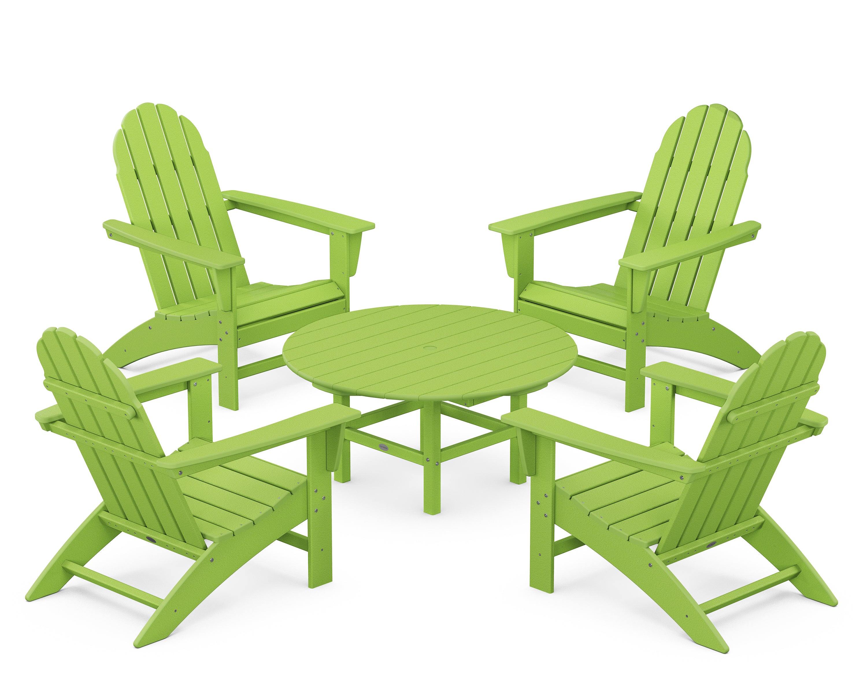 POLYWOOD® Vineyard 5-Piece Adirondack Chair Conversation Set in Lime