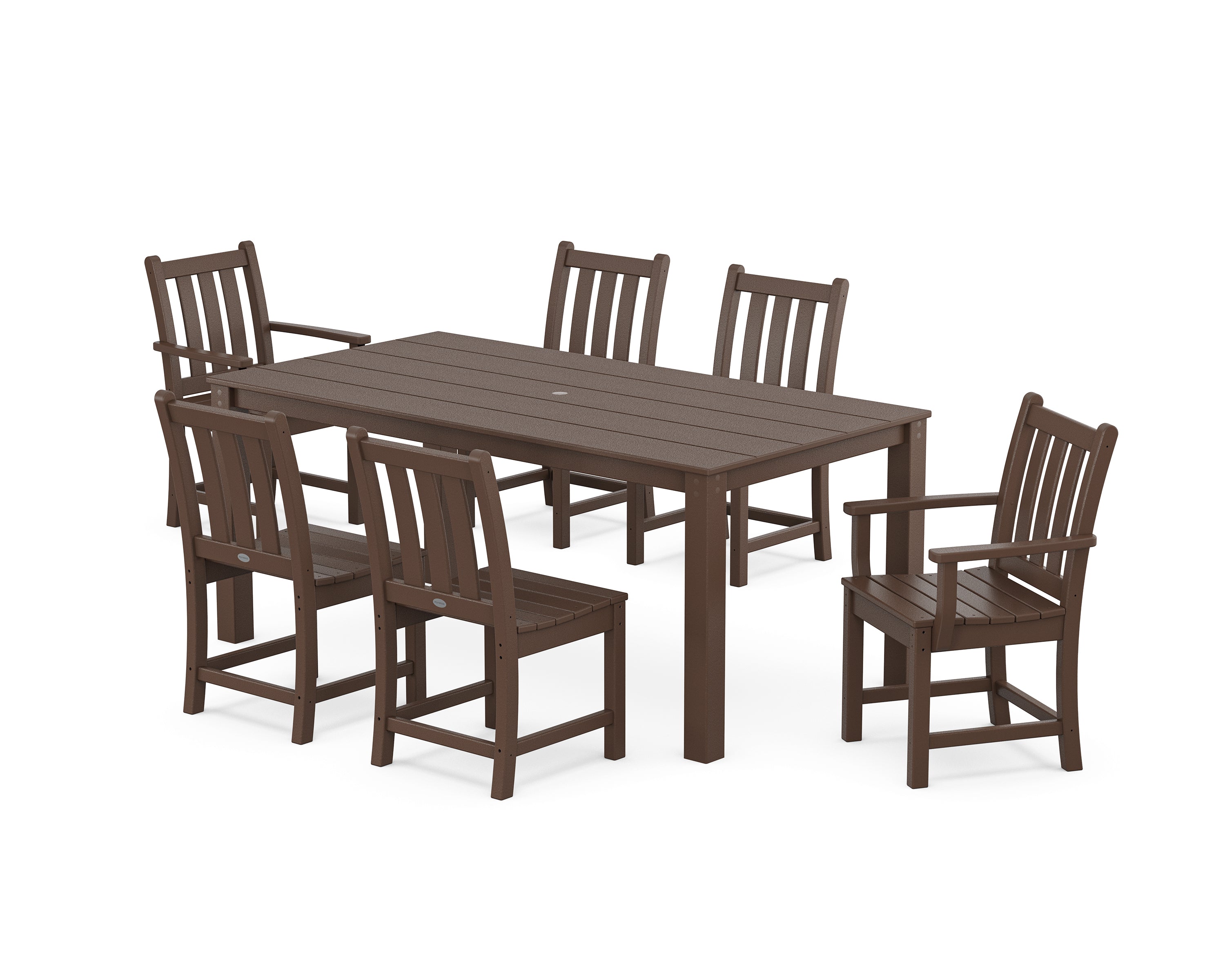 POLYWOOD Traditional Garden 7-Piece Parsons Dining Set in Mahogany