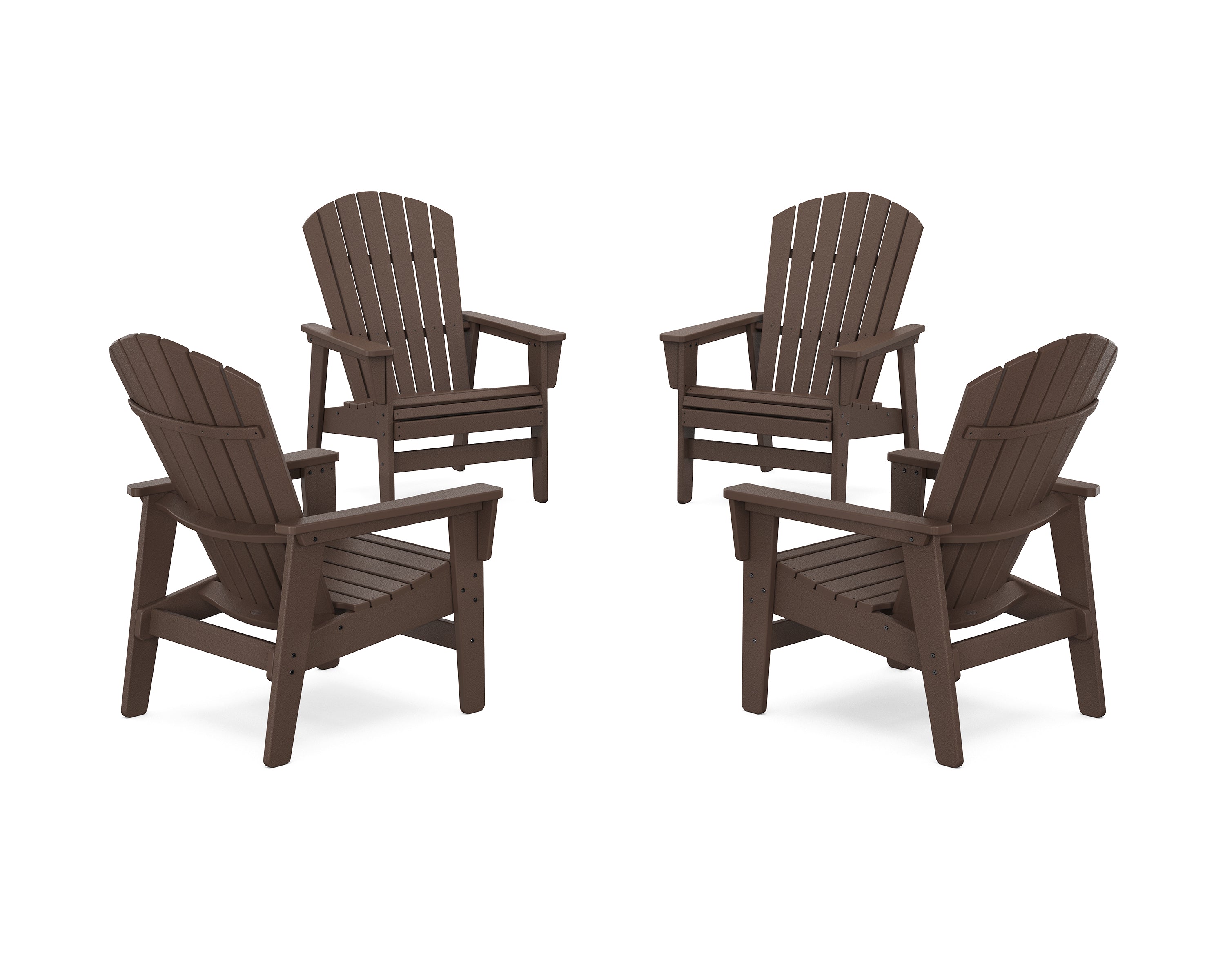 POLYWOOD 4-Piece Nautical Grand Upright Adirondack Chair Conversation Set in Mahogany