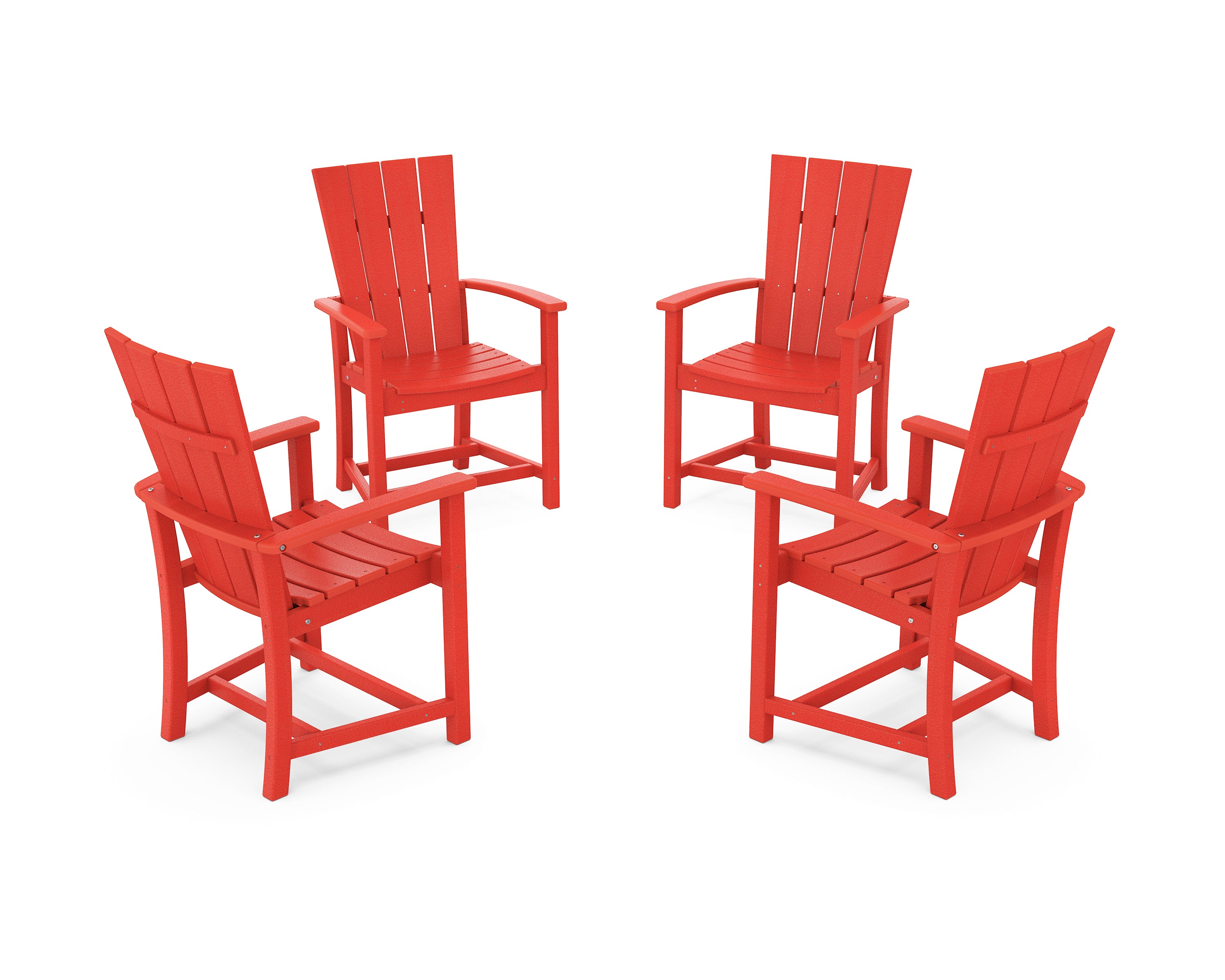 POLYWOOD® Quattro 4-Piece Upright Adirondack Conversation Set in Sunset Red