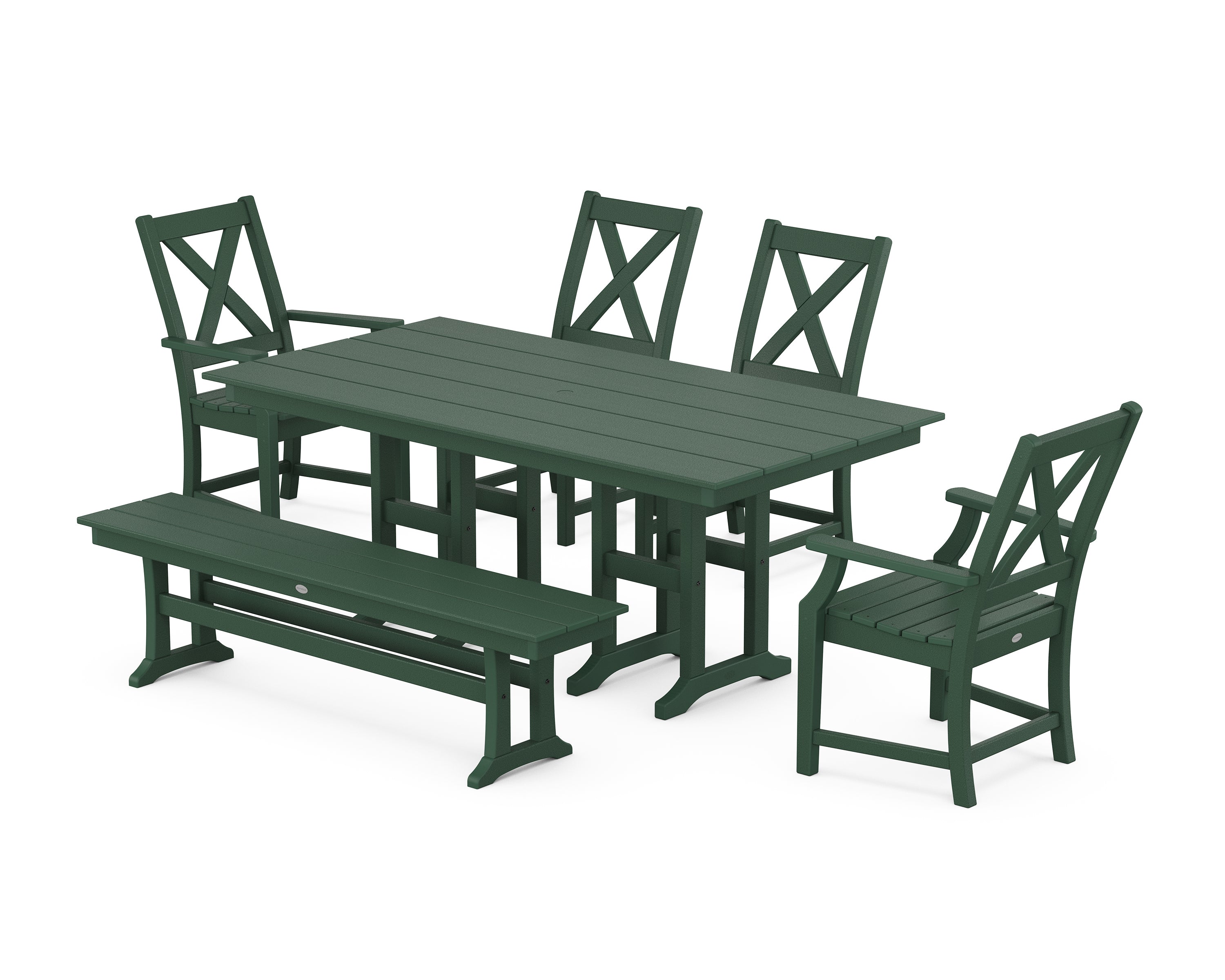 POLYWOOD® Braxton 6-Piece Farmhouse Dining Set in Green