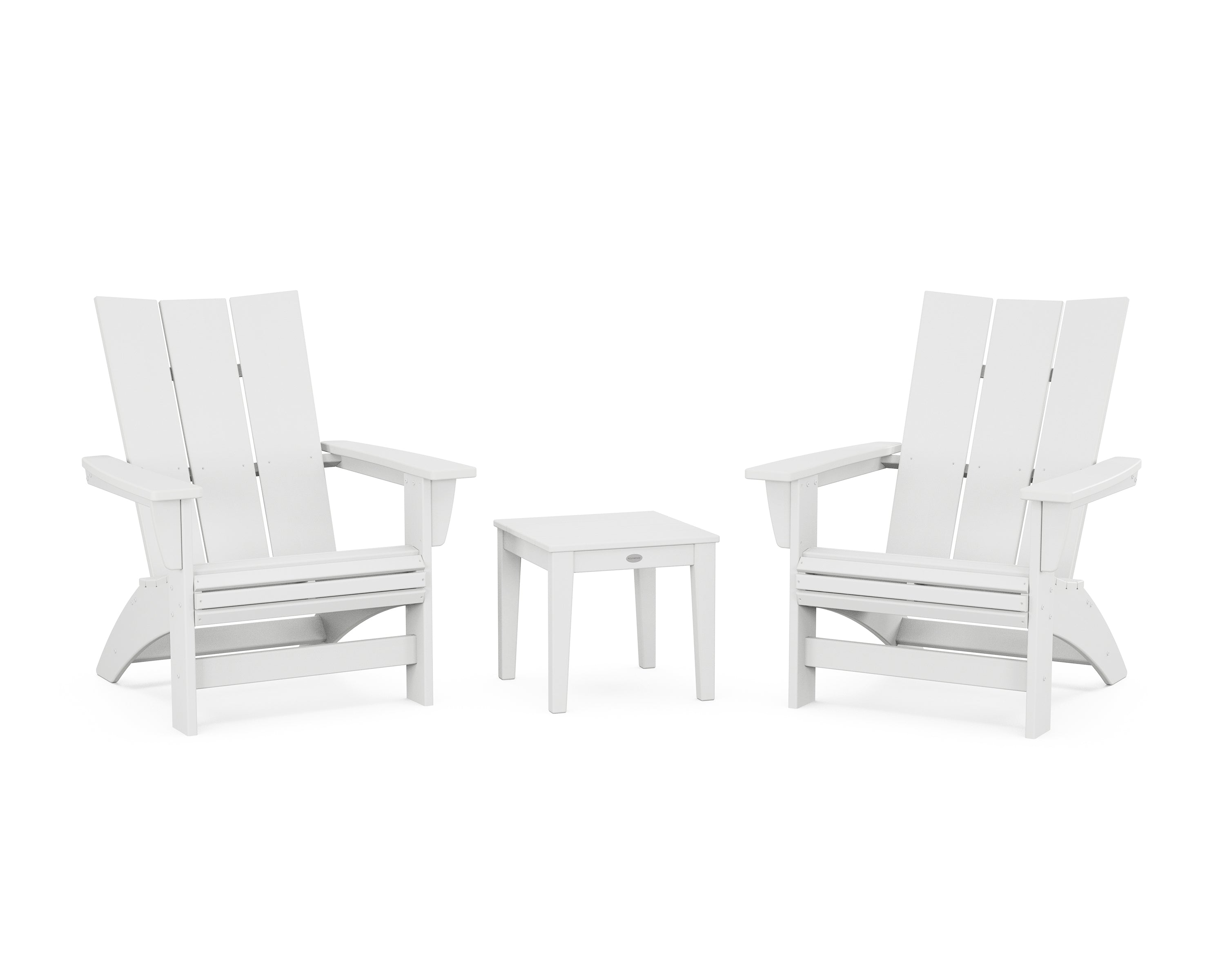 POLYWOOD 3-Piece Modern Grand Adirondack Set in White