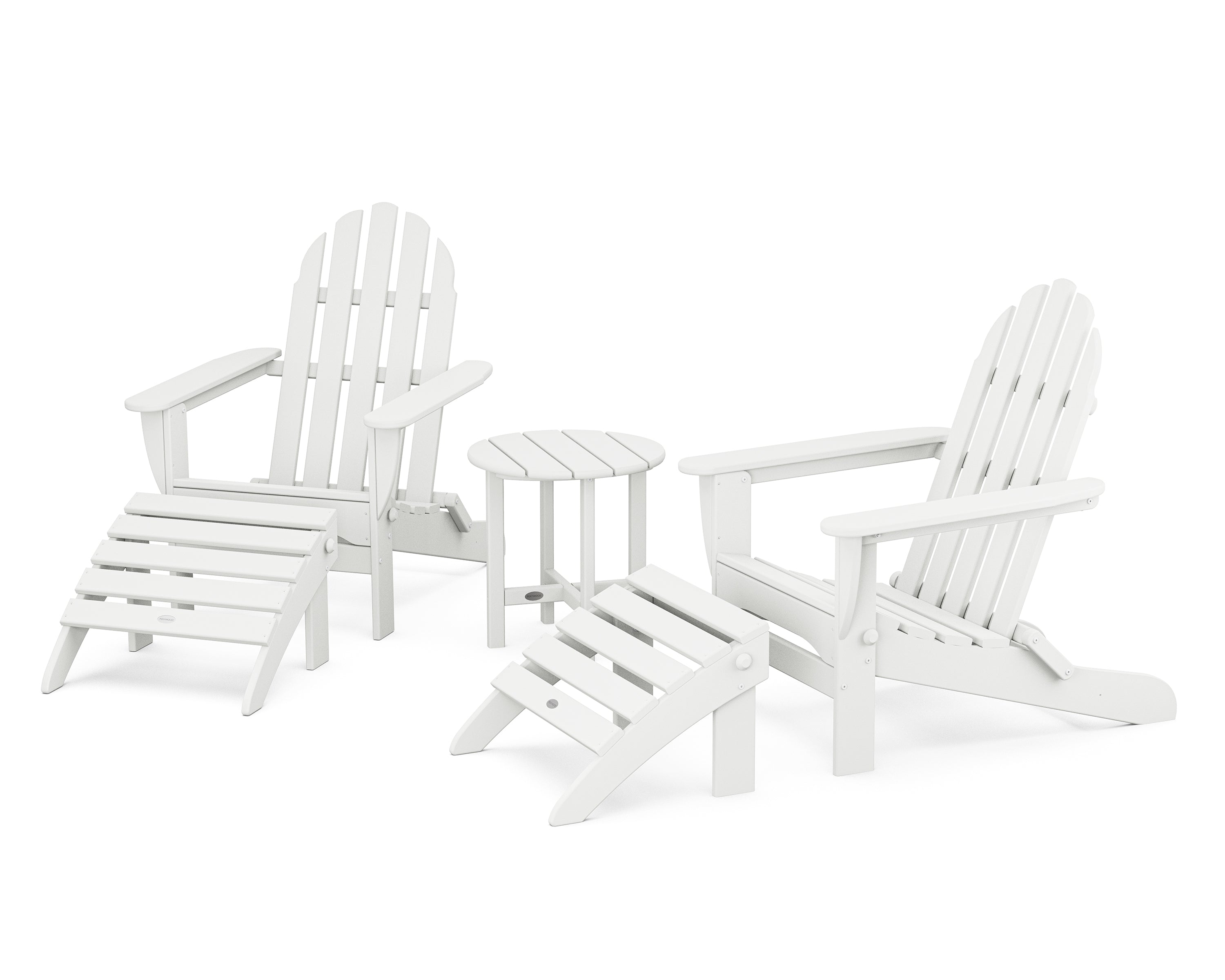 POLYWOOD® Classic Adirondack 5-Piece Casual Set in White