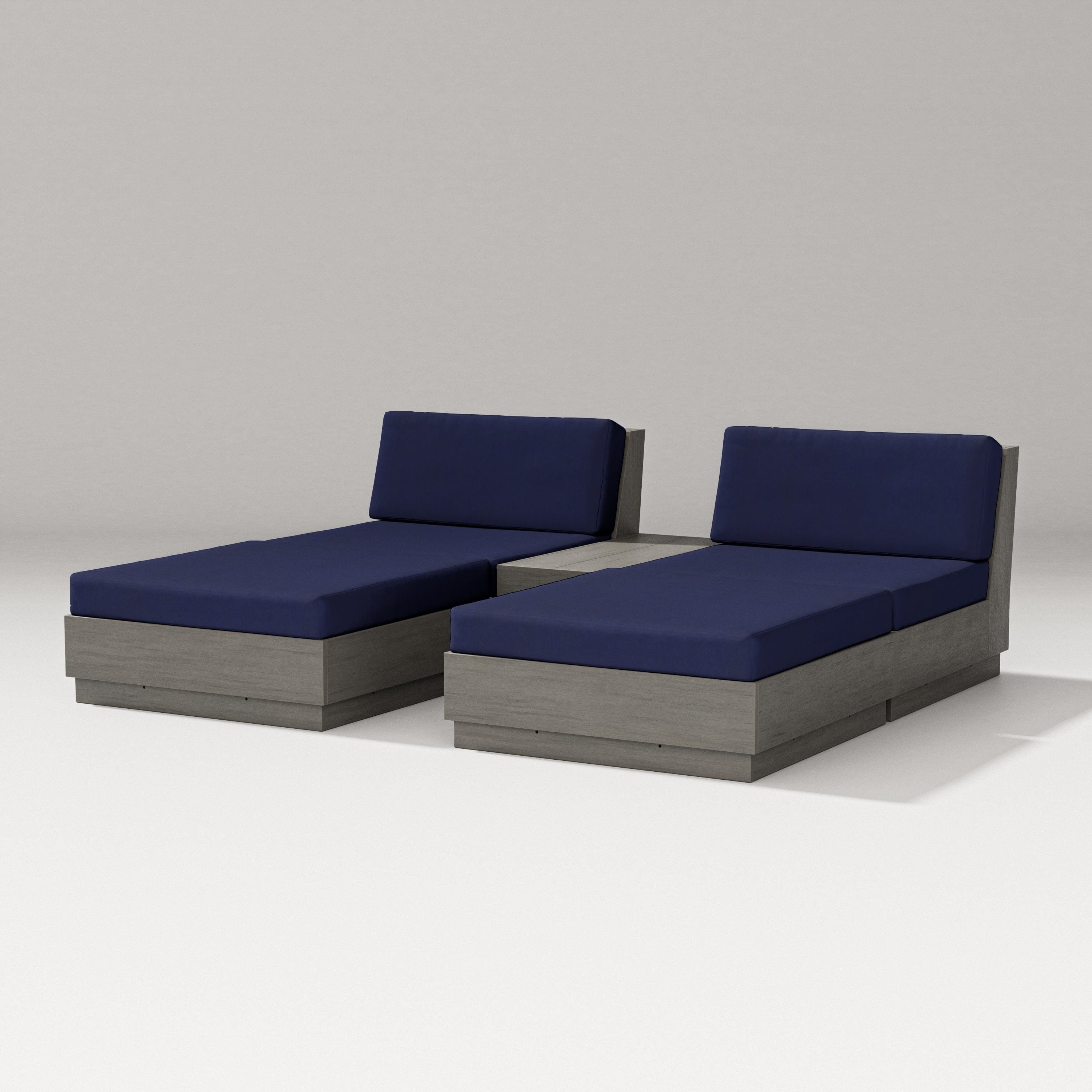 PW Designer Series Elevate Double Chaise Set in Driftwood / Navy