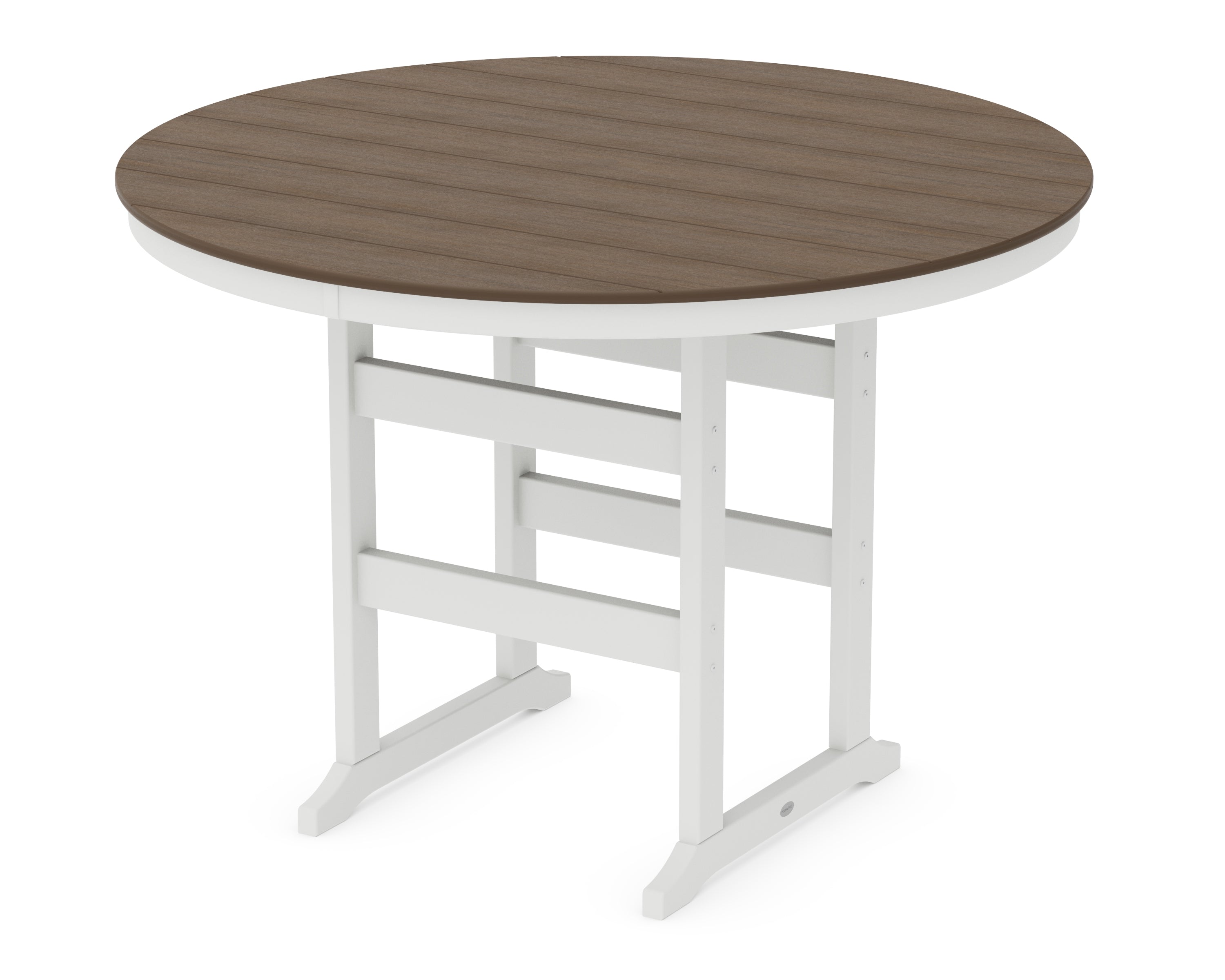 POLYWOOD 60” Round Farmhouse Bar Table in White / Kona