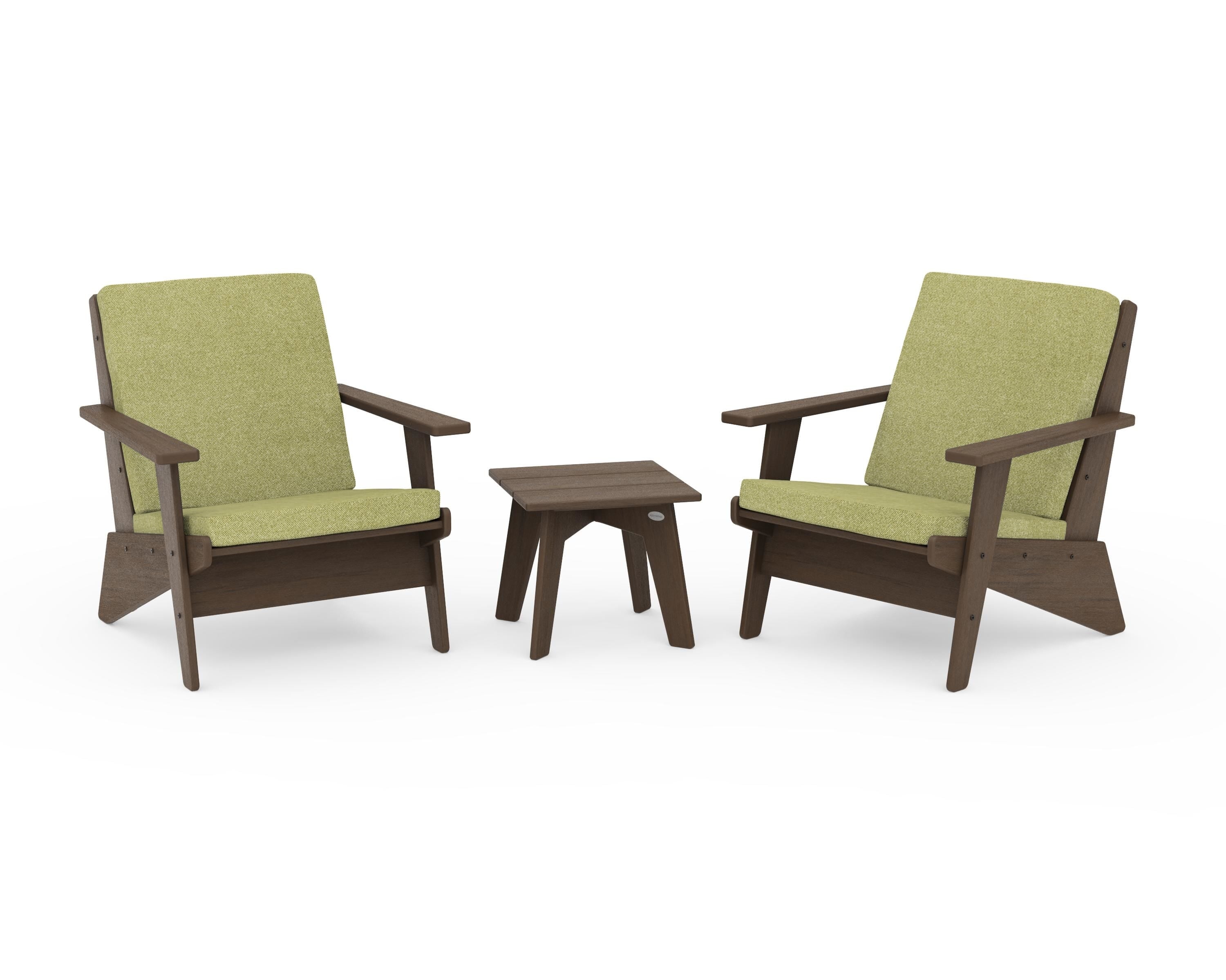 POLYWOOD Riviera Modern Lounge 3-Piece Set in Kona / Chartreuse Boucle