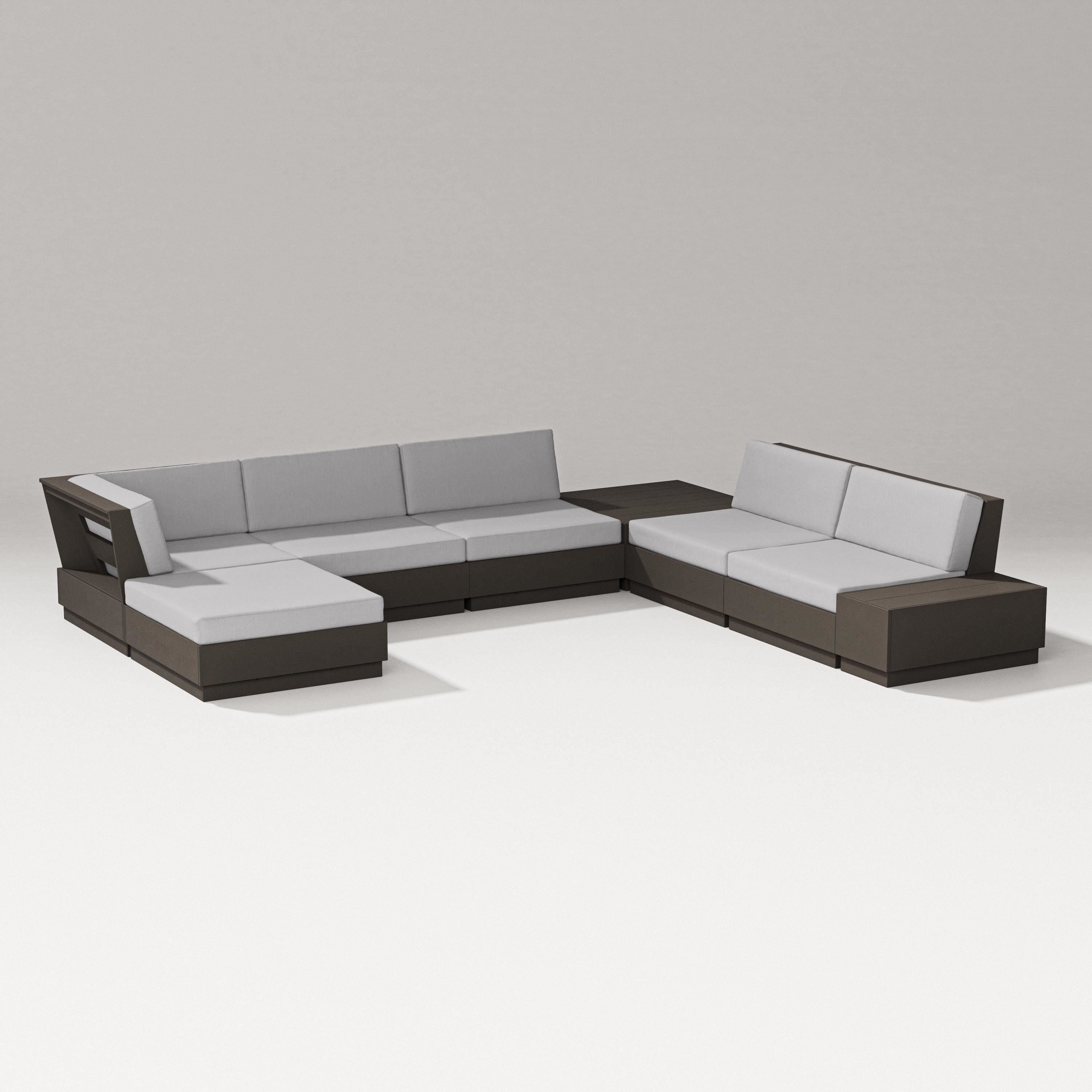 PW Designer Series Elevate 8-Piece Corner Sectional in Vintage Coffee / Granite