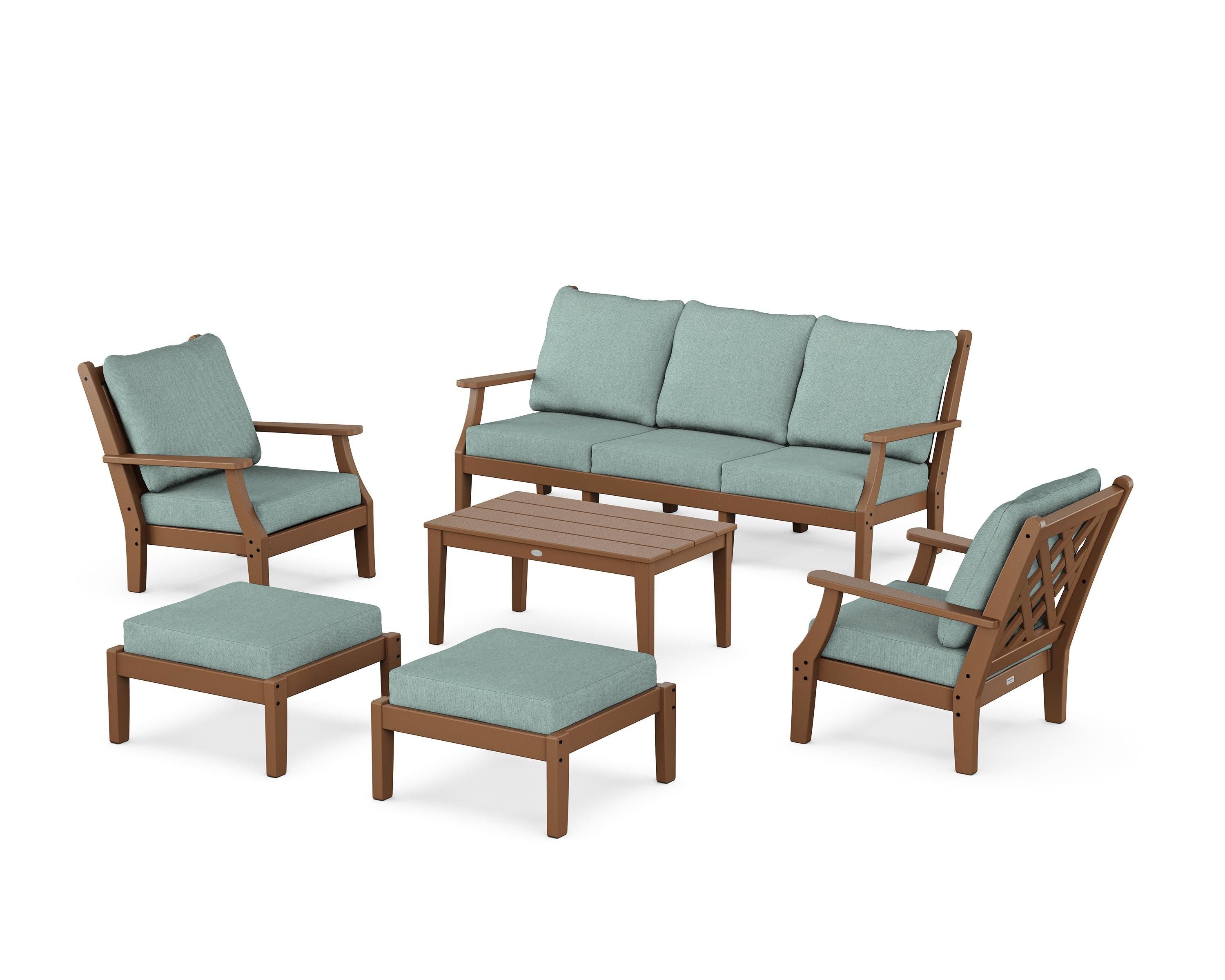 Country Living Wovendale 6-Piece Lounge Sofa Set in Teak / Glacier Spa
