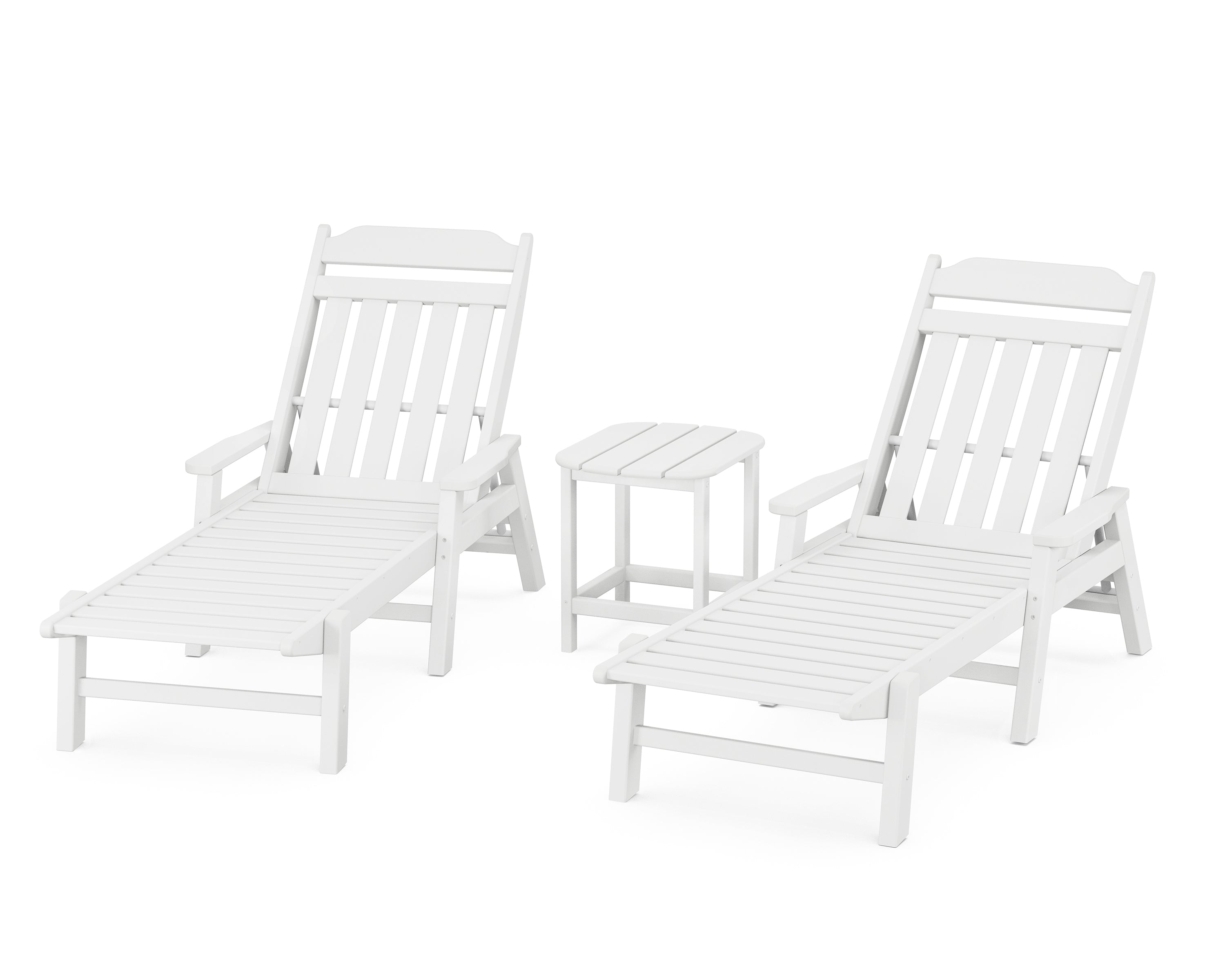 POLYWOOD Country Living 3-Piece Chaise Set with Arms in White