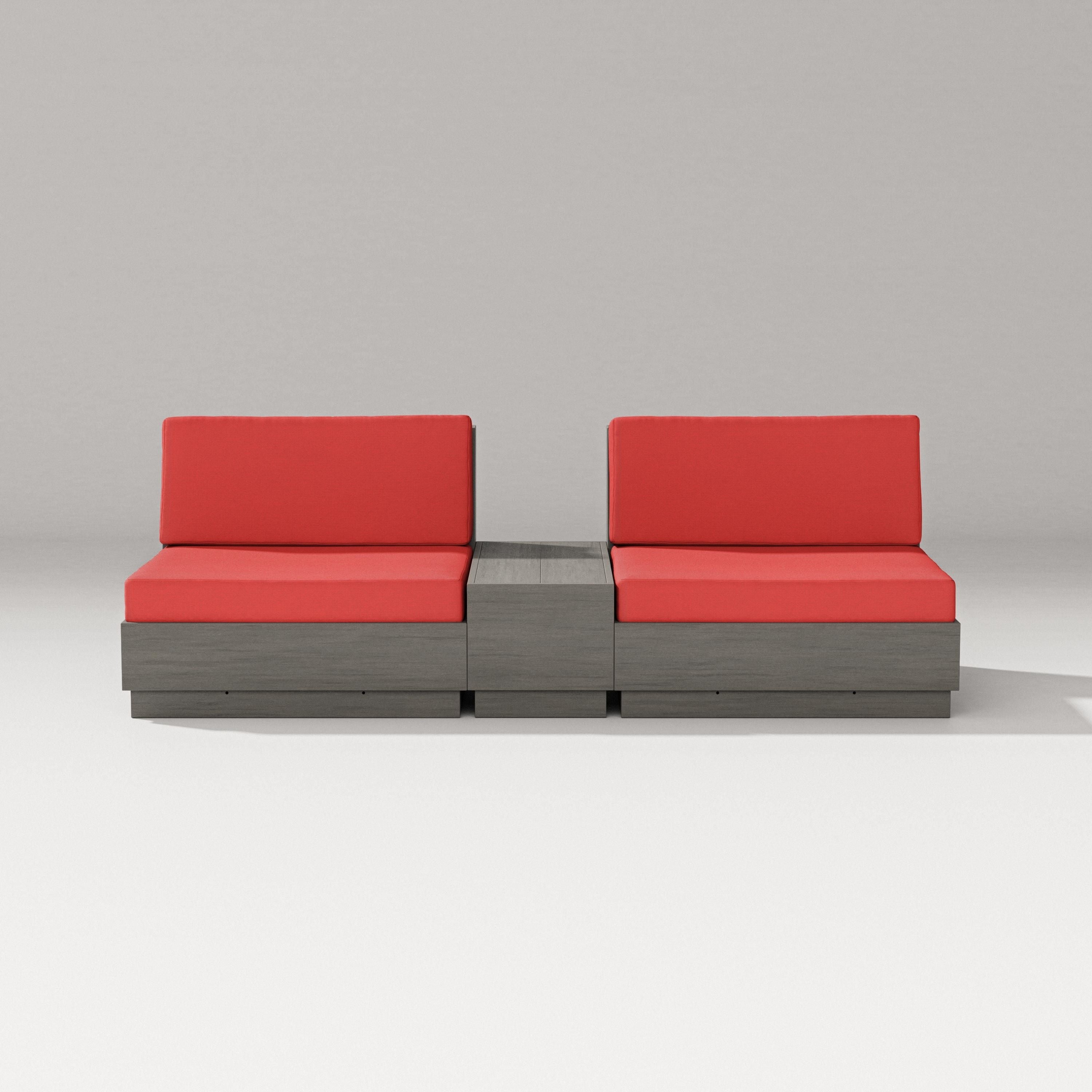 PW Designer Series Elevate Lounge Chair Set in Driftwood / Crimson Linen