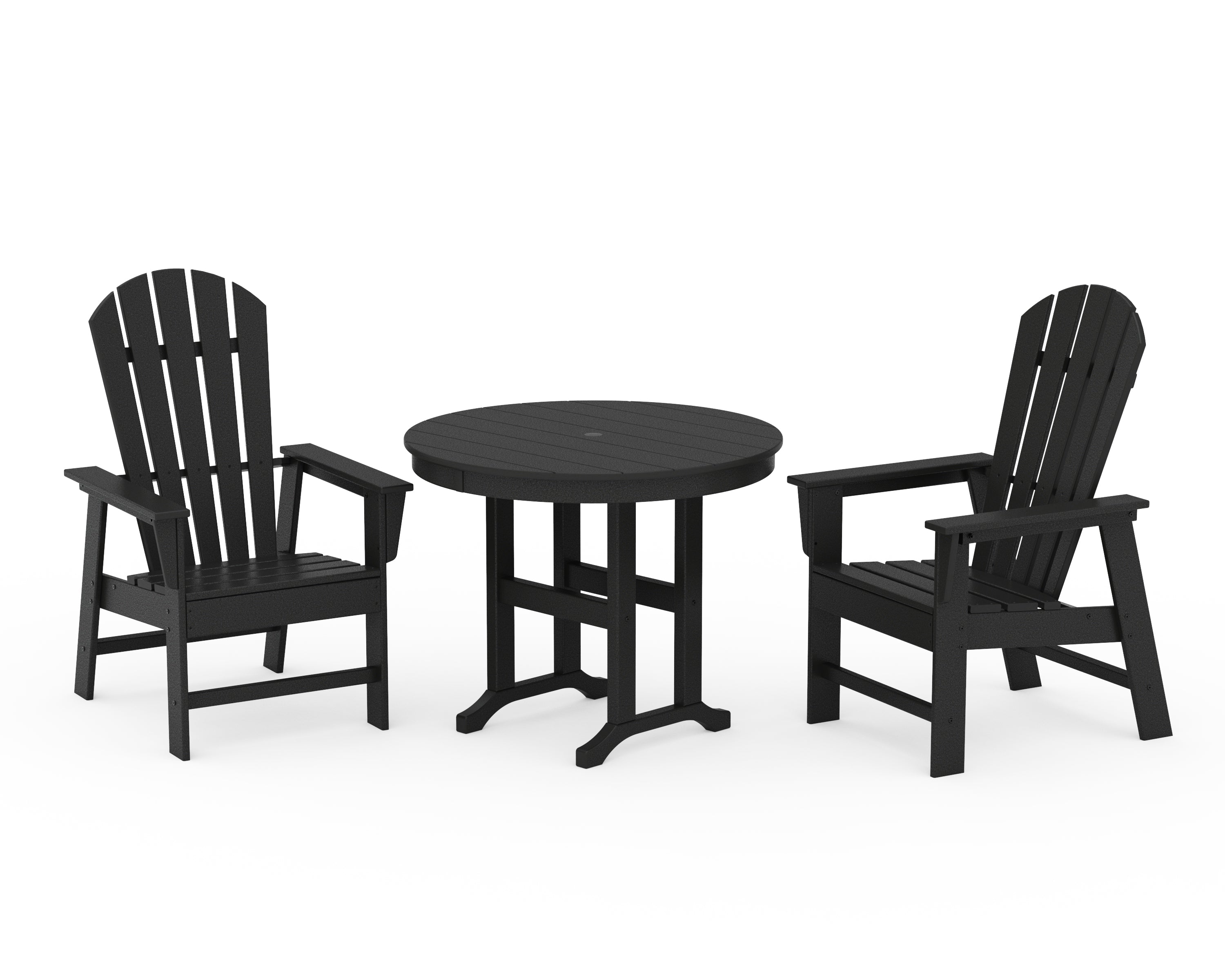 POLYWOOD South Beach 3-Piece Round Farmhouse Dining Set in Black