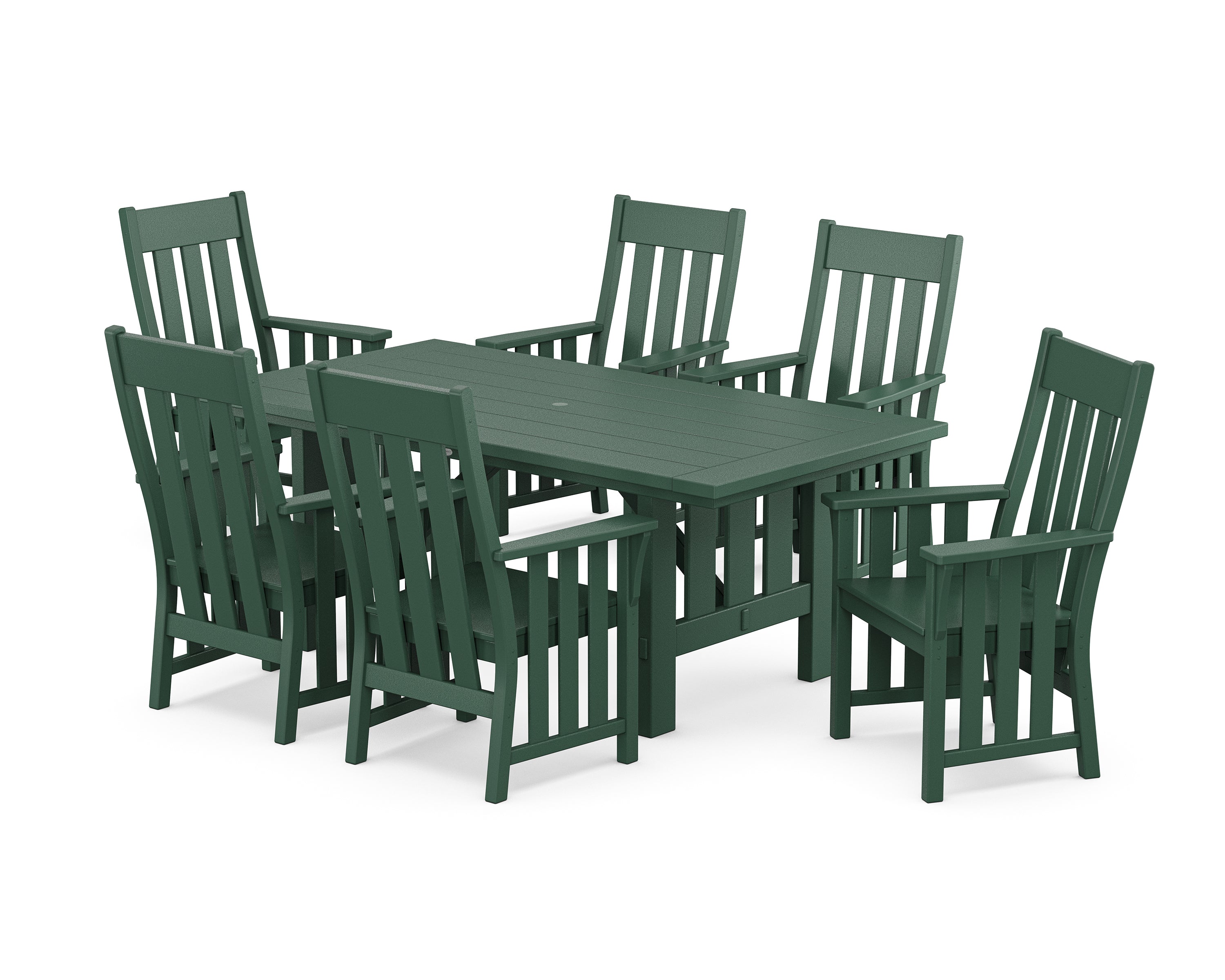 Martha Stewart by POLYWOOD Acadia Arm Chair 7-Piece Dining Set in Green
