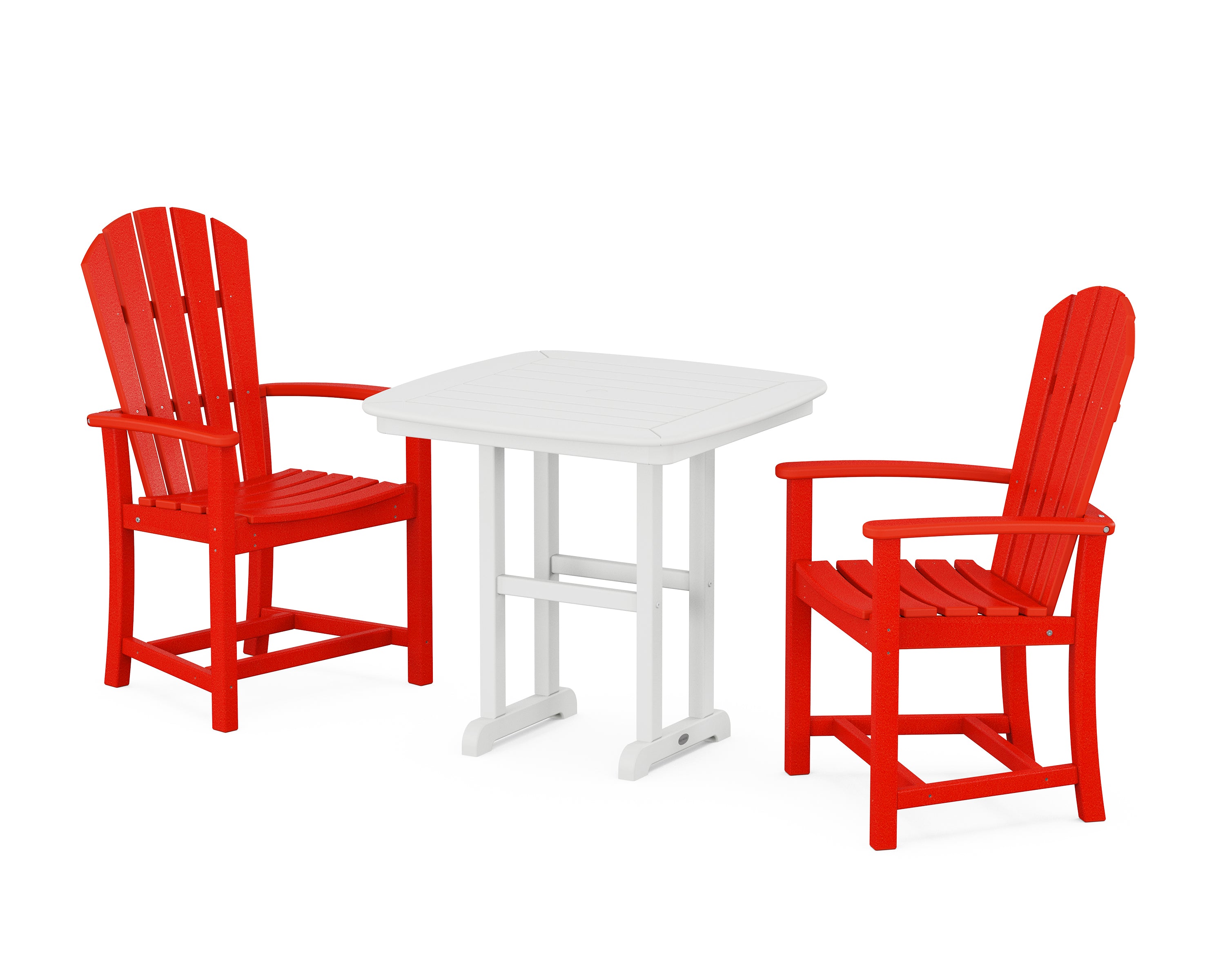 POLYWOOD Palm Coast 3-Piece Dining Set in Sunset Red / White