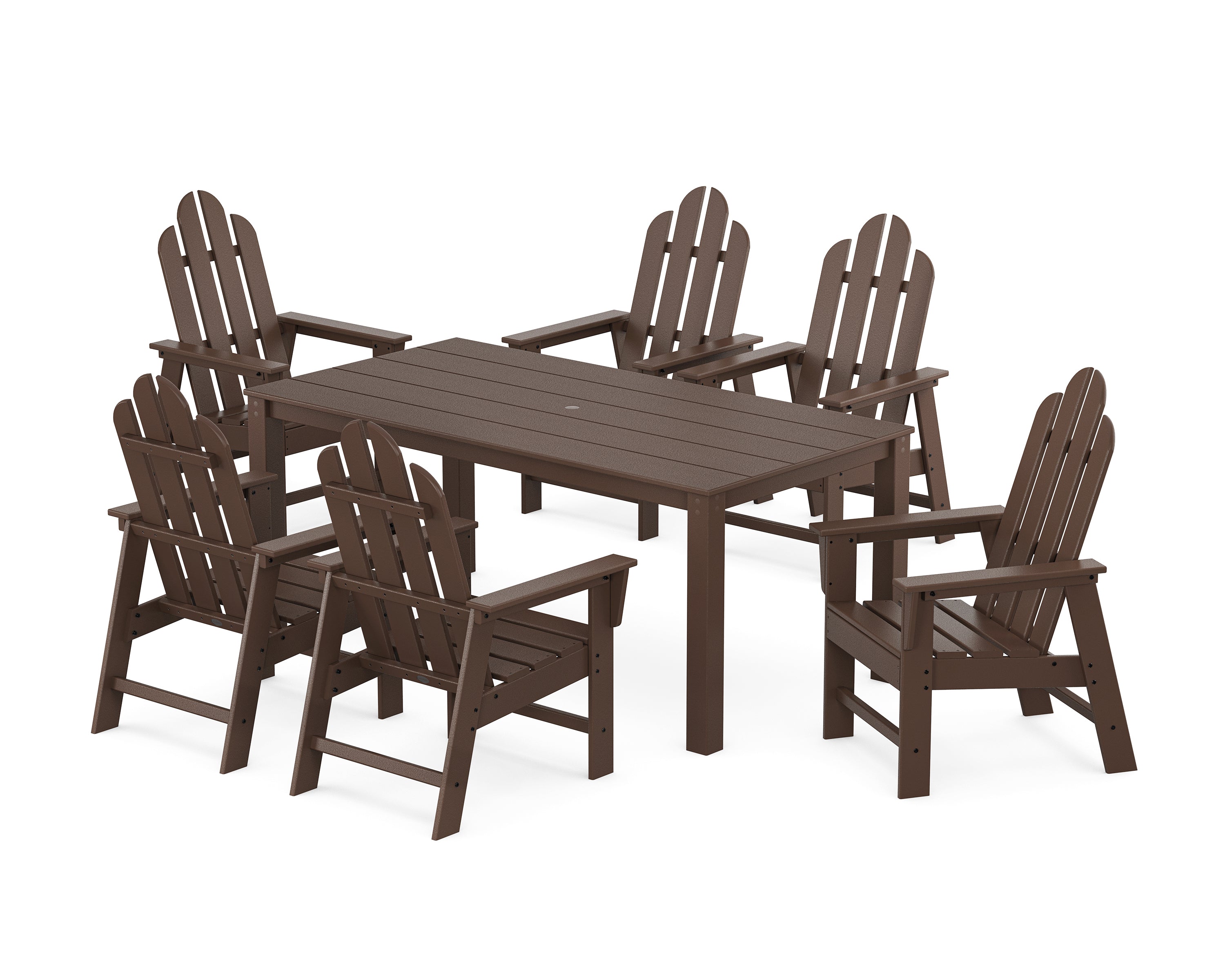 POLYWOOD Long Island 7-Piece Parsons Dining Set in Mahogany