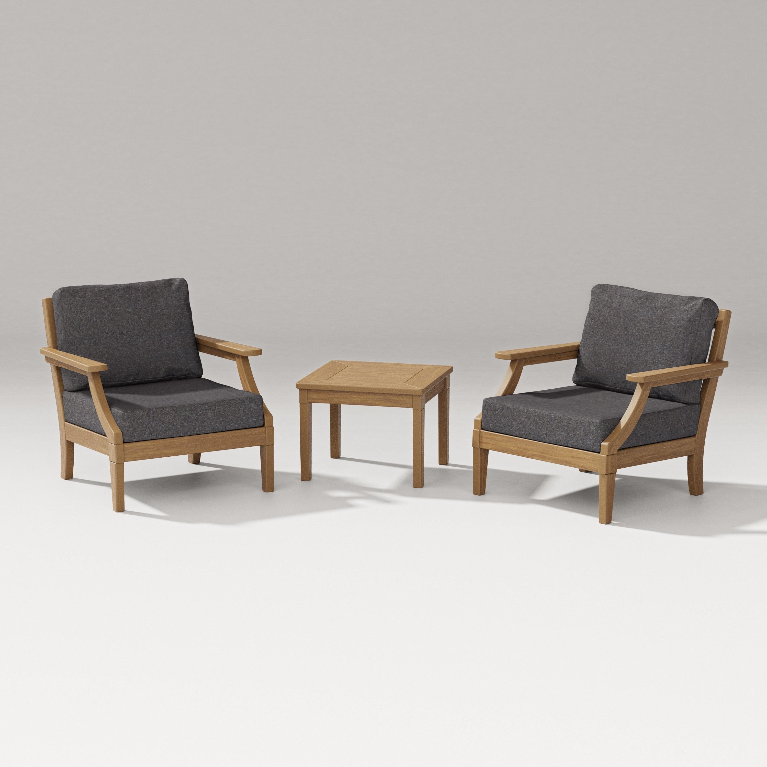 PW Designer Series Estate 3-Piece Lounge Chair Set in Natural / Ash Charcoal