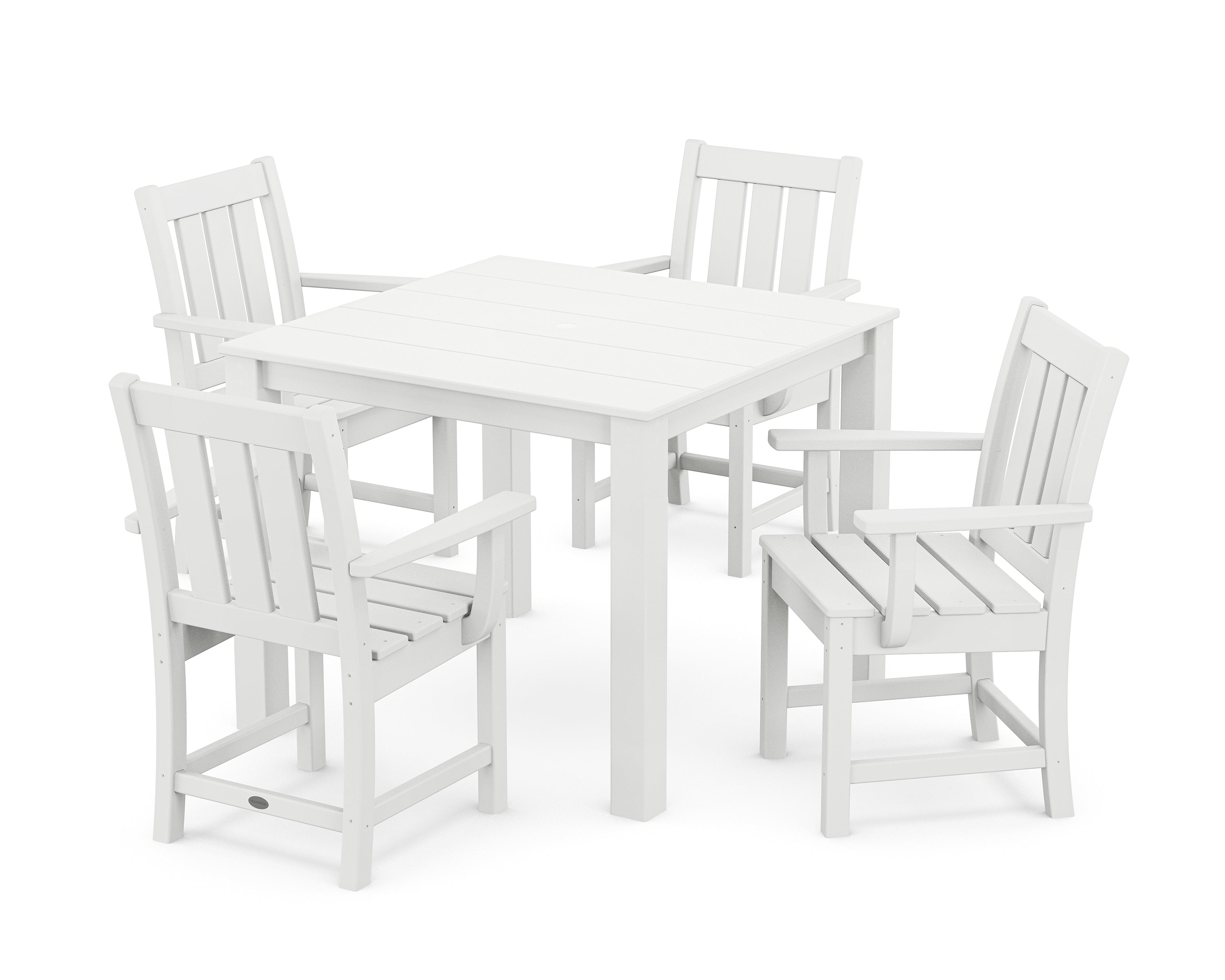 POLYWOOD Oxford 5-Piece Parsons Dining Set in White