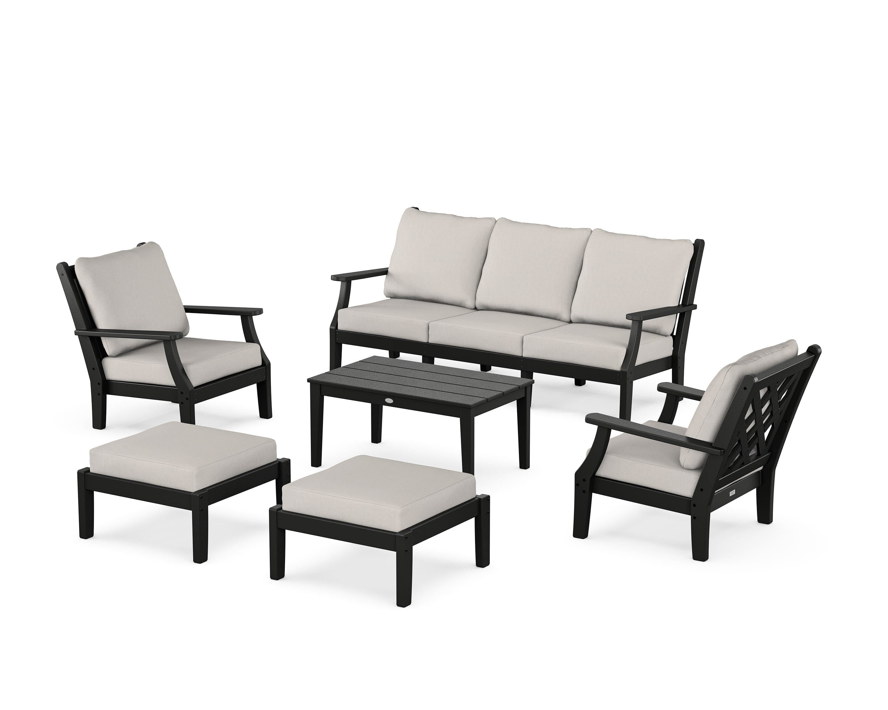 Country Living Wovendale 6-Piece Lounge Sofa Set in Black / Cast Ash
