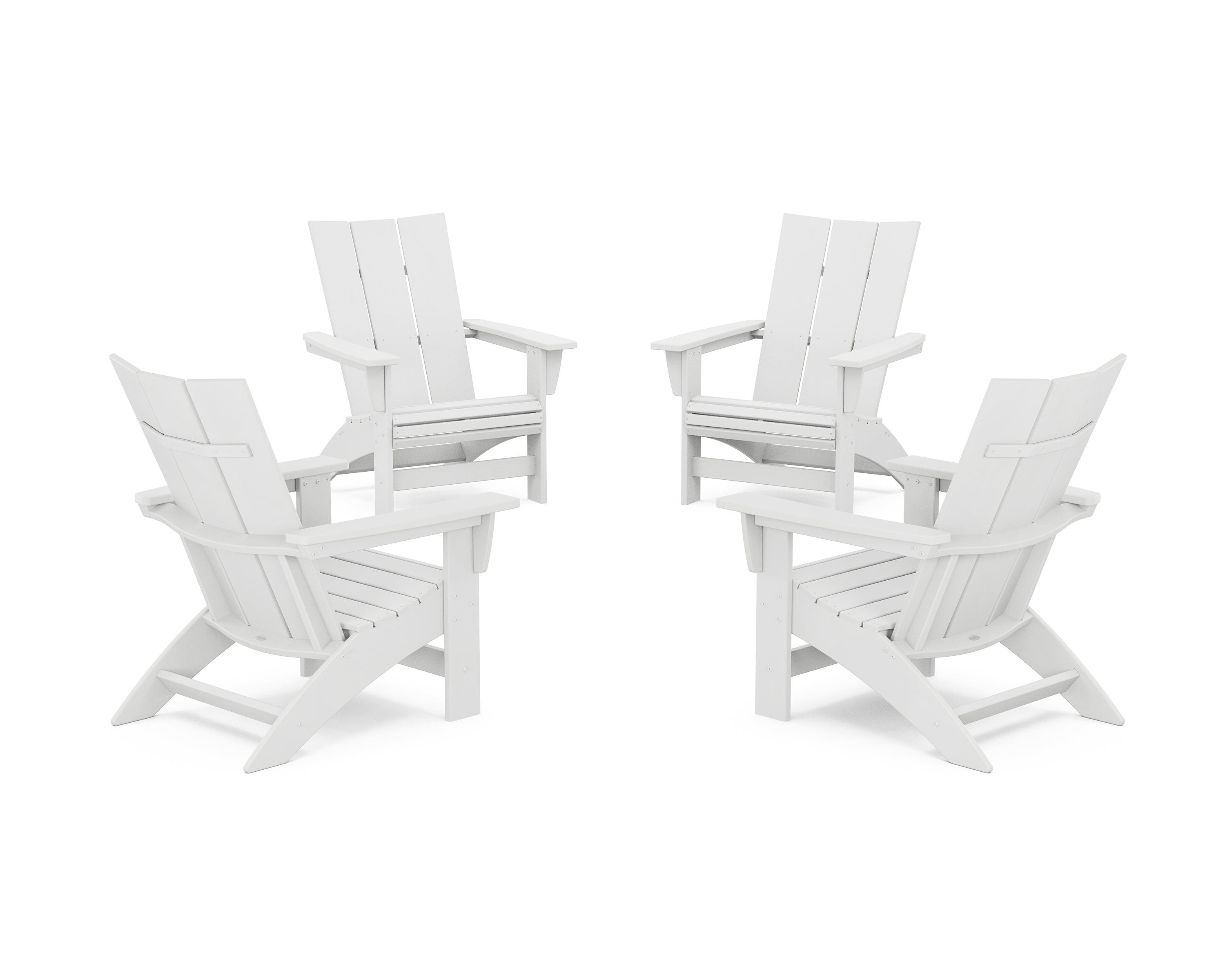 POLYWOOD 4-Piece Modern Grand Adirondack Chair Conversation Set in White