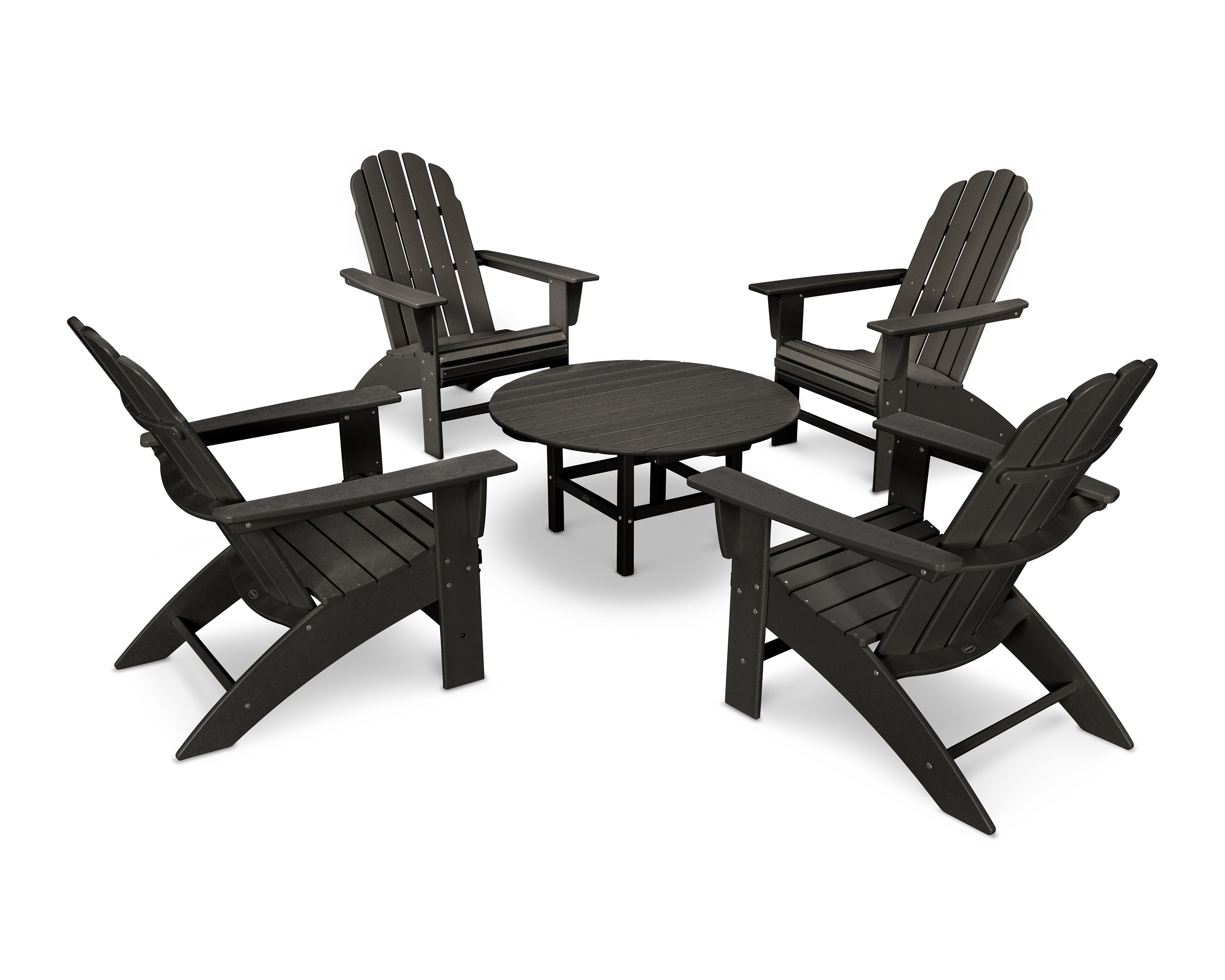 POLYWOOD Vineyard 5-Piece Oversized Adirondack Set in Black