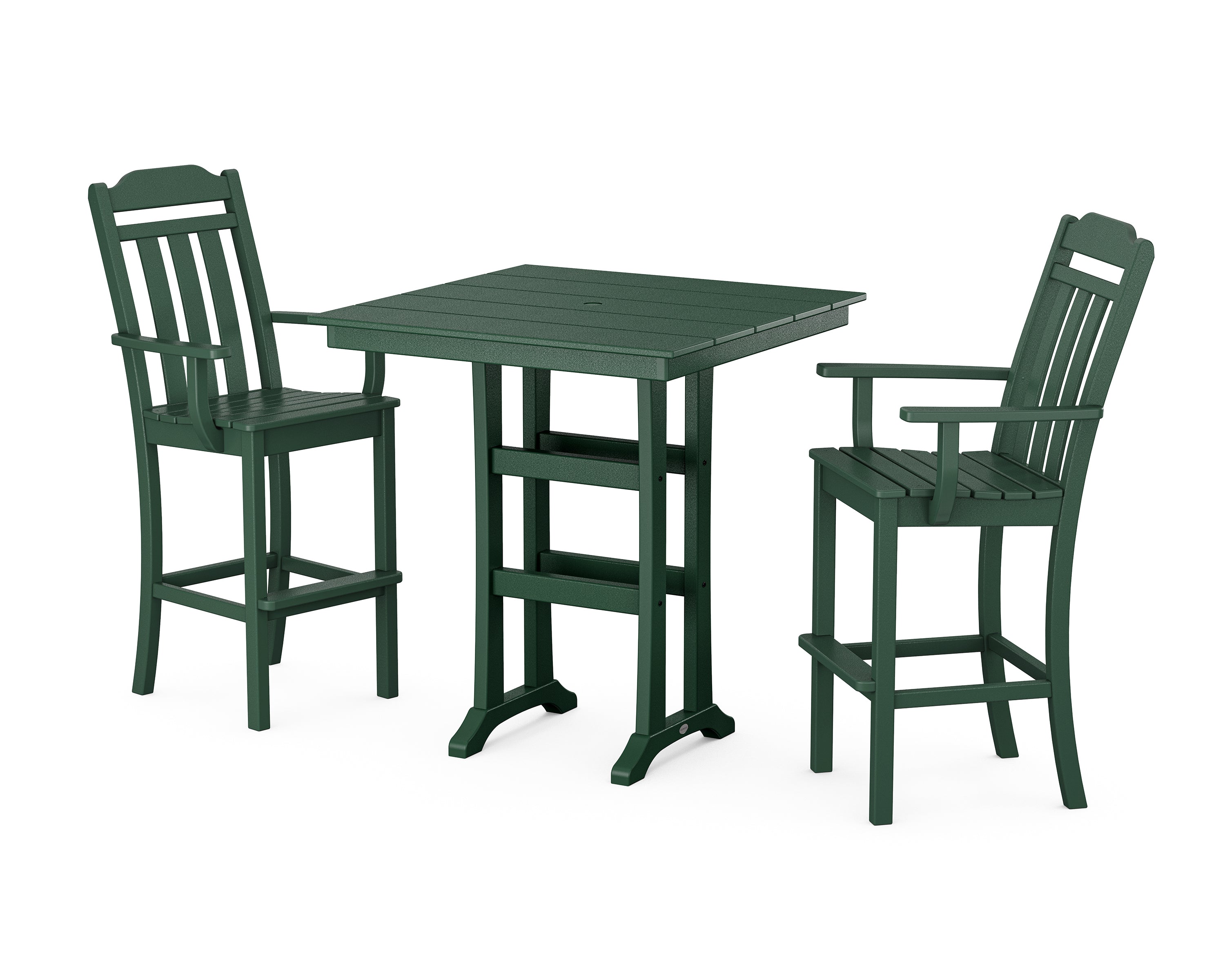 Country Living Cottage 3-Piece Farmhouse Bar Set with Trestle Legs in Green