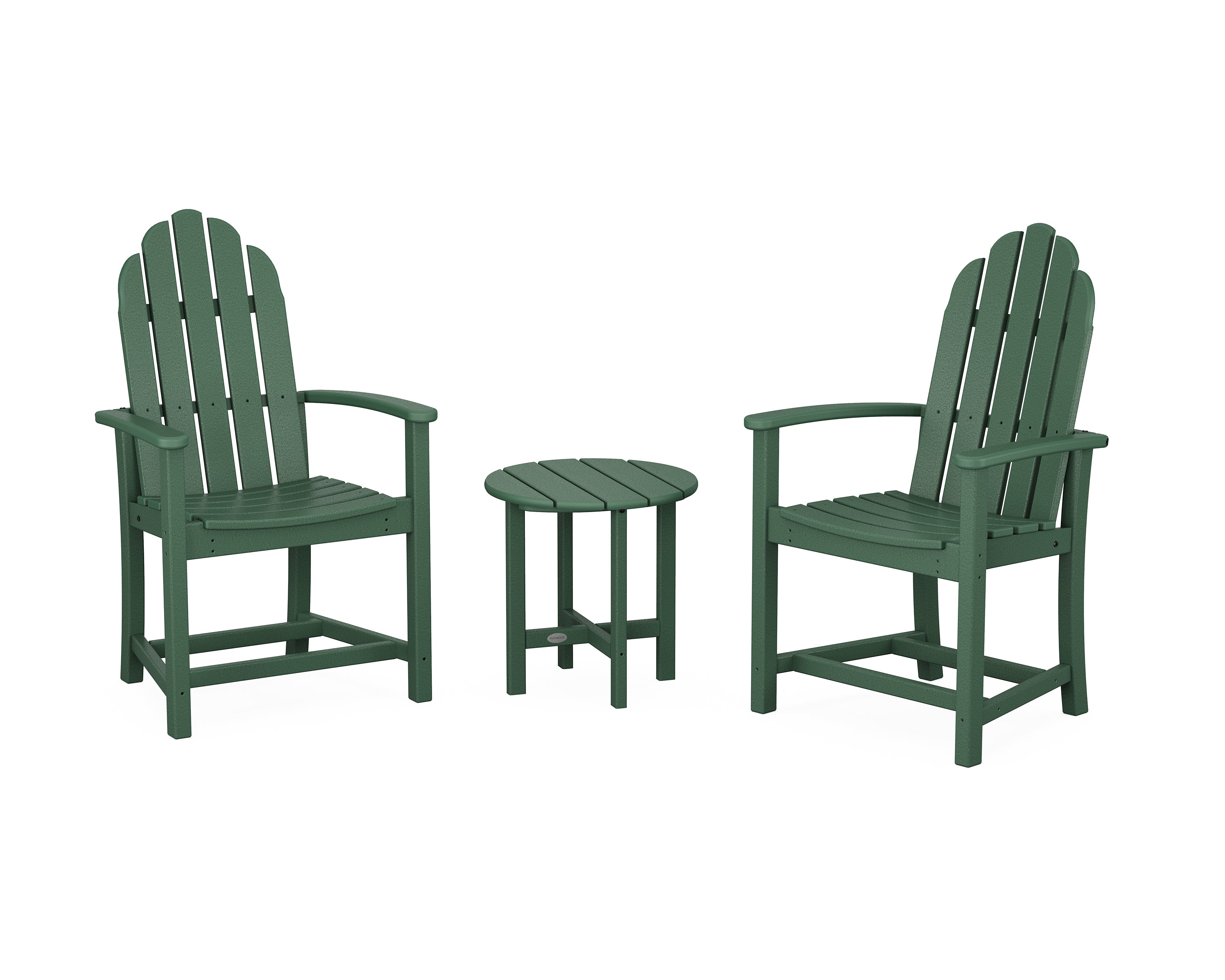 POLYWOOD Classic 3-Piece Upright Adirondack Chair Set in Green