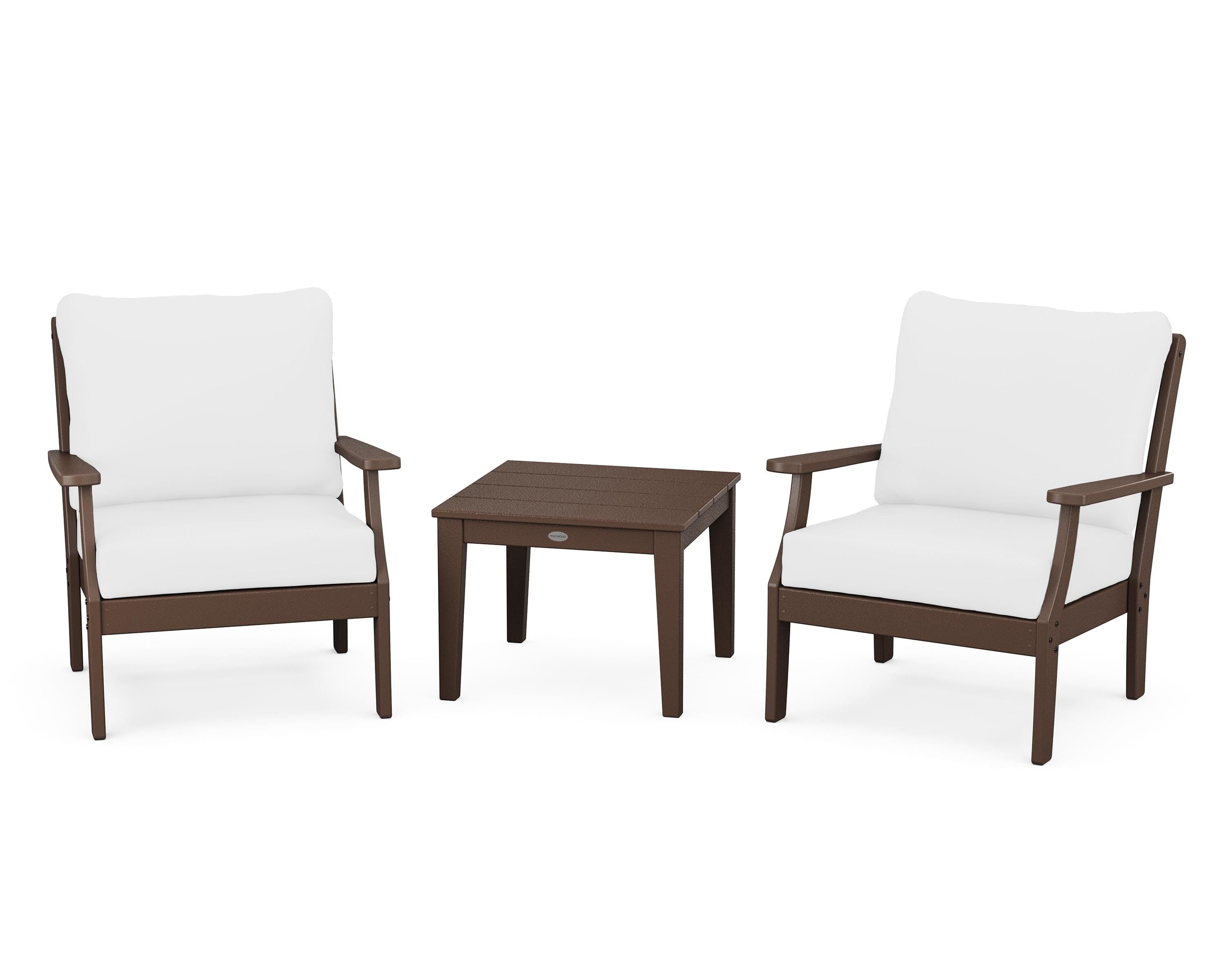 POLYWOOD Braxton 3-Piece Deep Seating Set in Mahogany / Natural