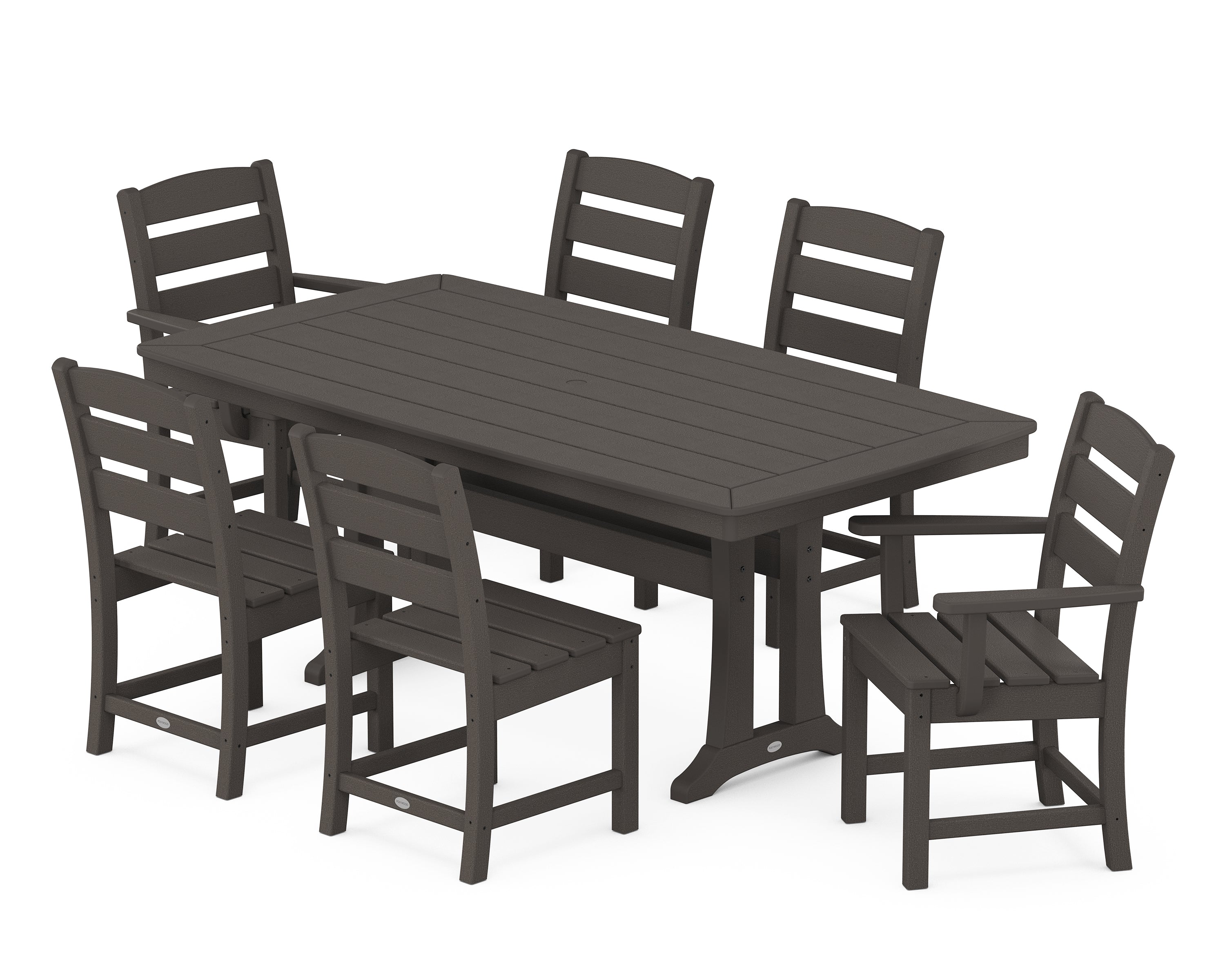 POLYWOOD® Lakeside 7-Piece Dining Set with Trestle Legs in Vintage Coffee