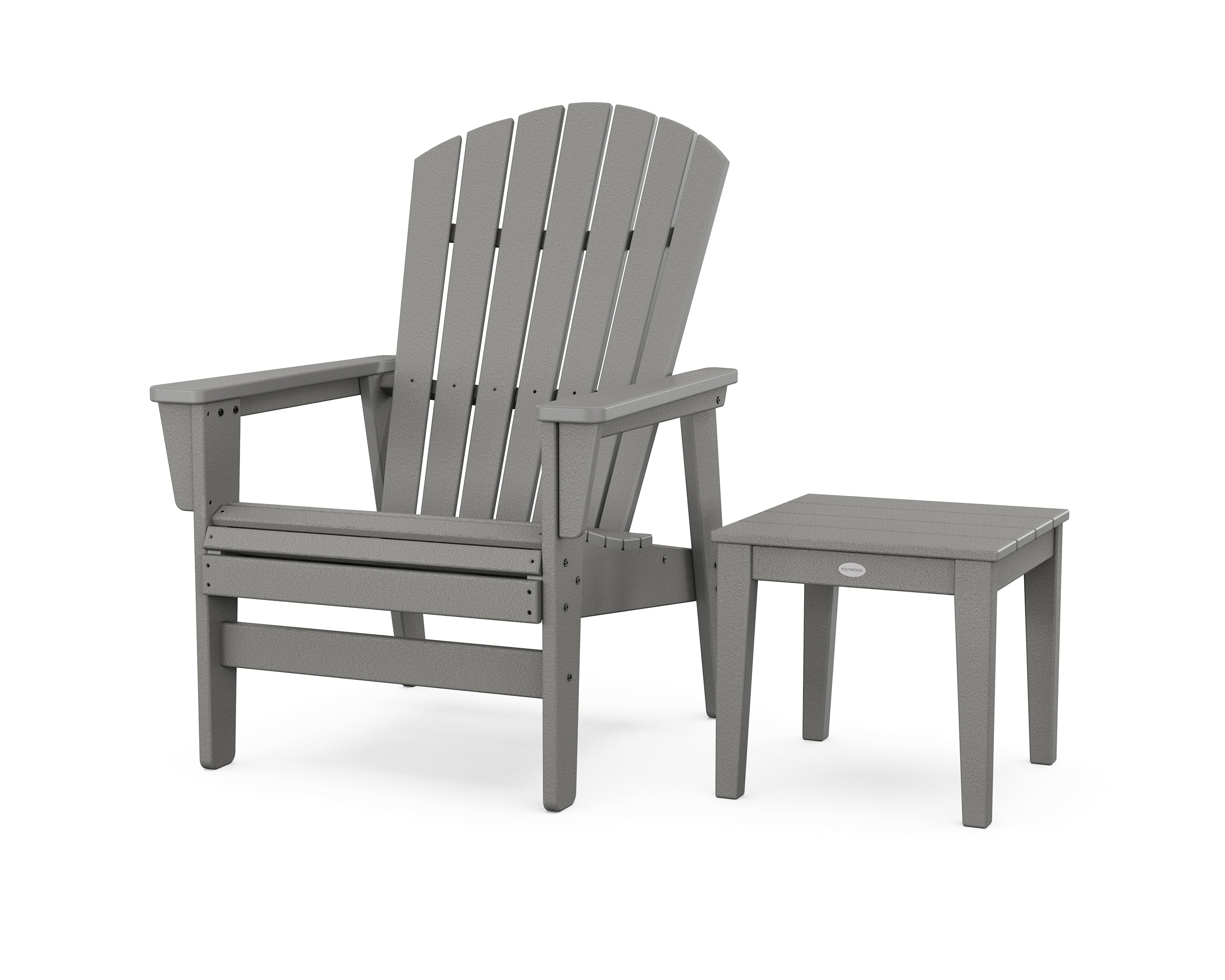 POLYWOOD Nautical Grand Upright Adirondack Chair with Side Table in Slate Grey