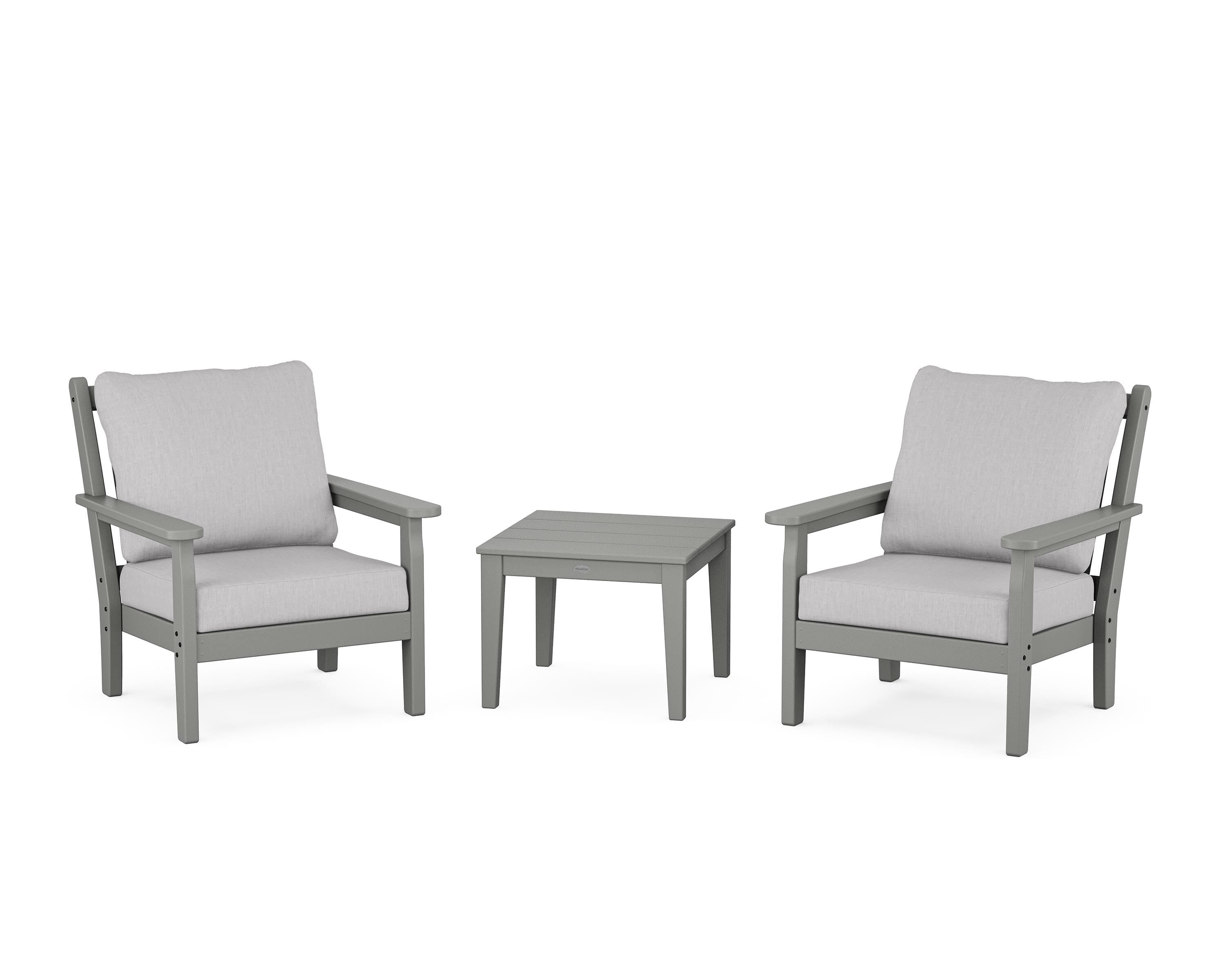 POLYWOOD Chippendale 3-Piece Deep Seating Set in Slate Grey / Granite