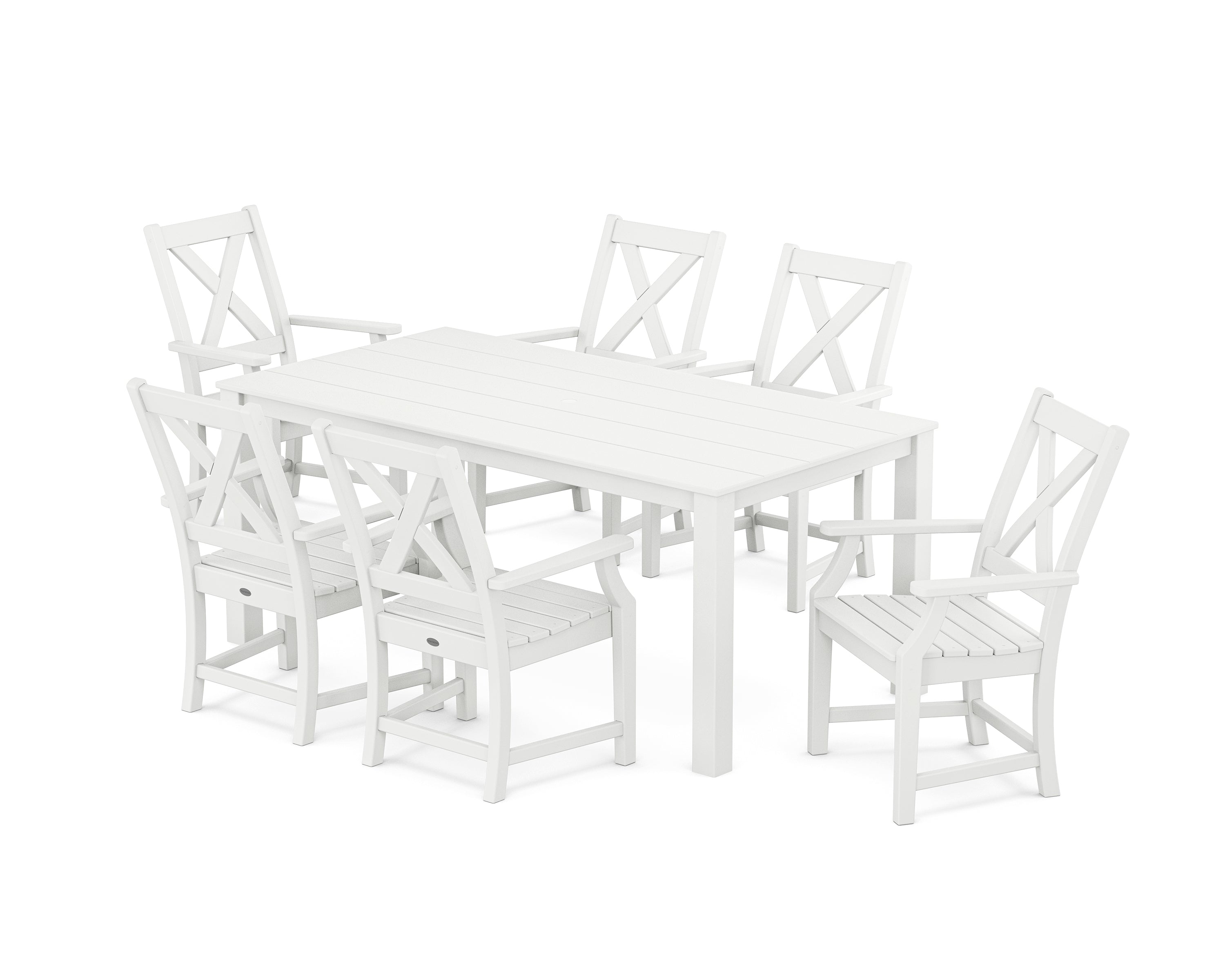 POLYWOOD Braxton Arm Chair 7-Piece Parsons Dining Set in White