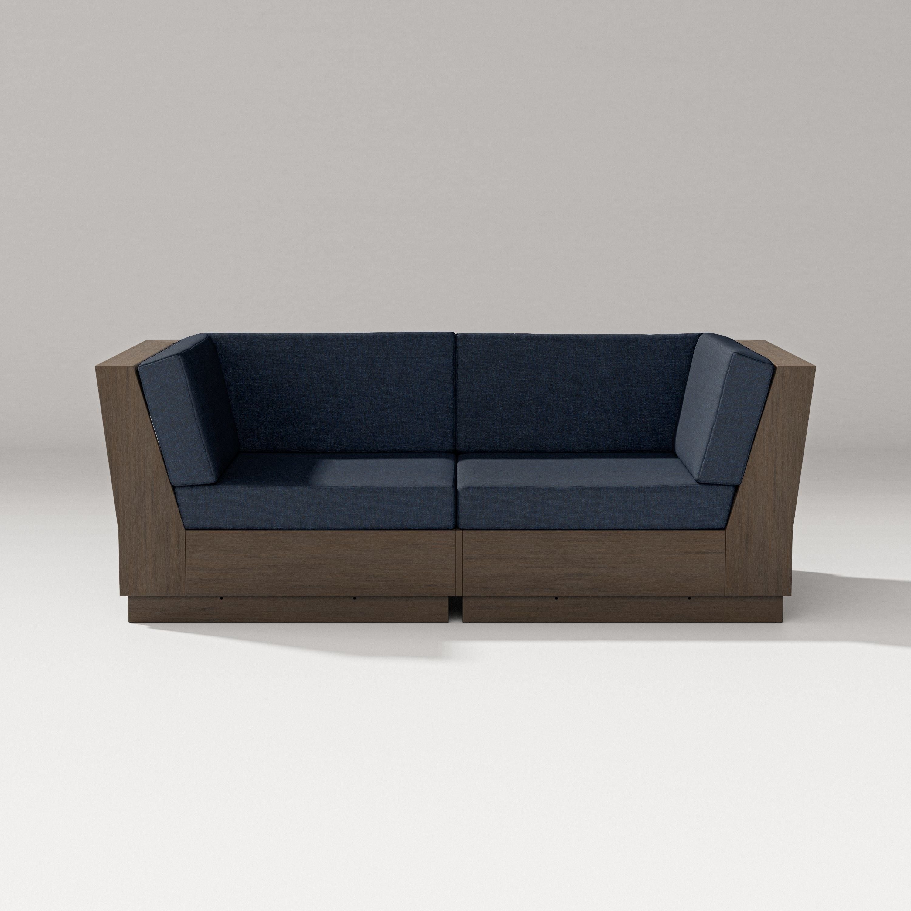 PW Designer Series Elevate Loveseat Sectional in Kona / Marine Indigo