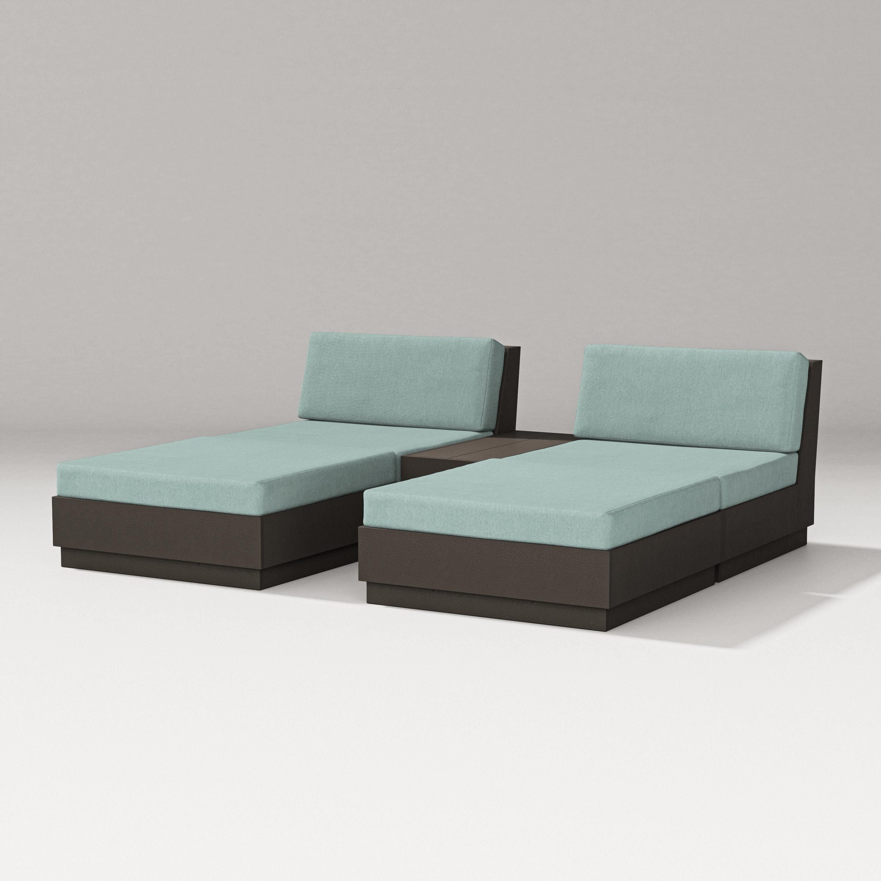 PW Designer Series Elevate Double Chaise Set in Vintage Coffee / Glacier Spa