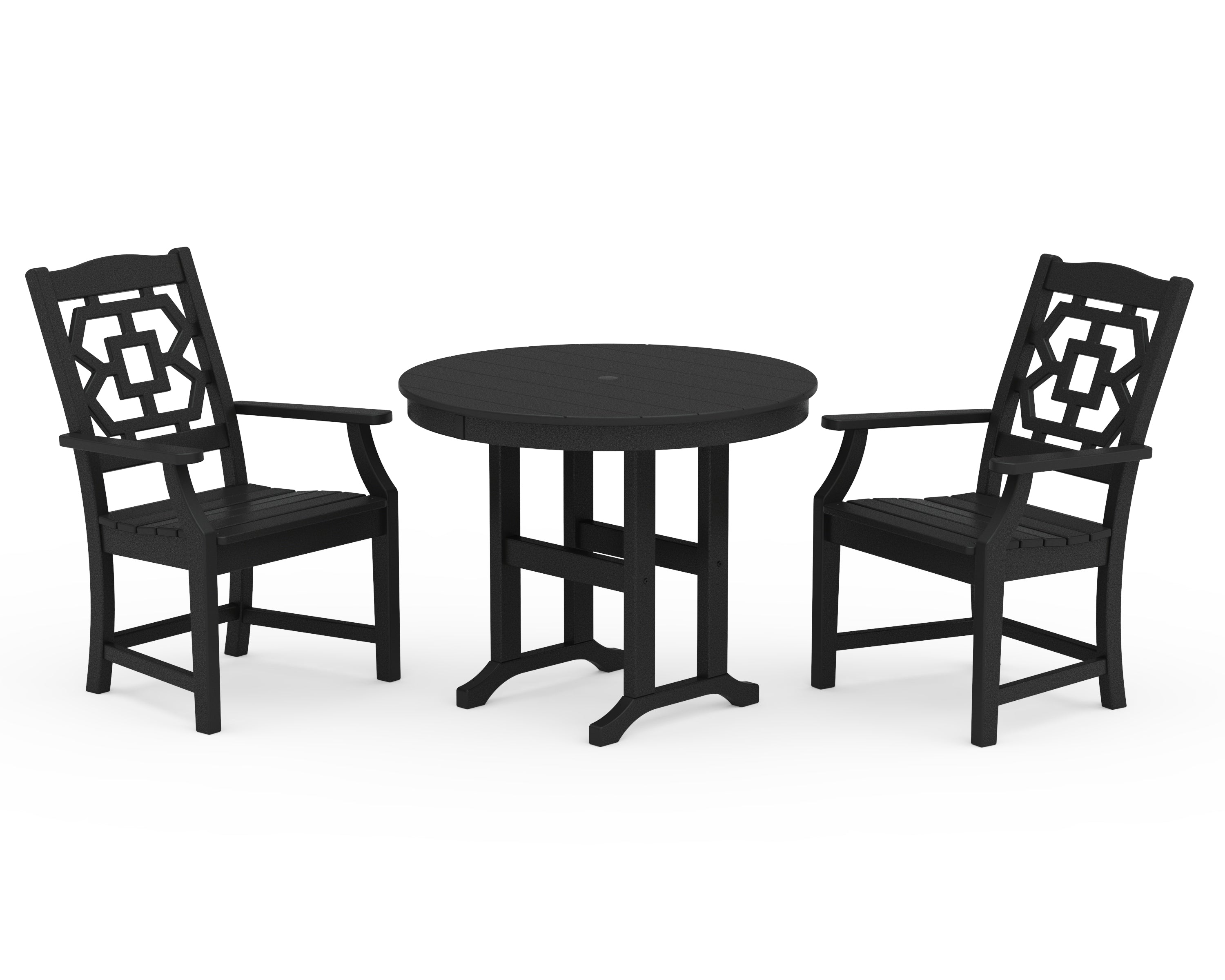 Martha Stewart by POLYWOOD Chinoiserie 3-Piece Farmhouse Dining Set in Black
