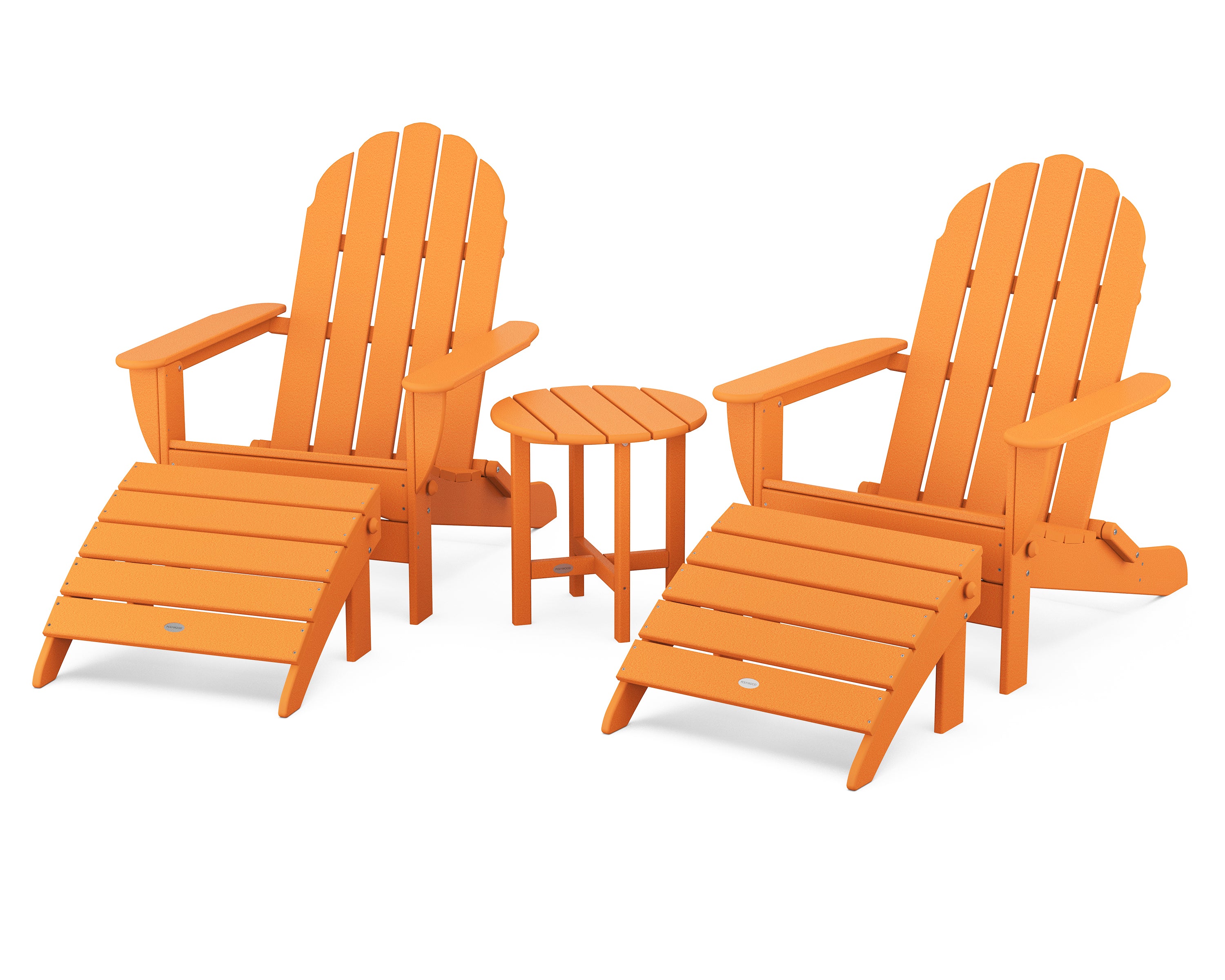 POLYWOOD Classic Oversized Adirondack 5-Piece Casual Set in Tangerine