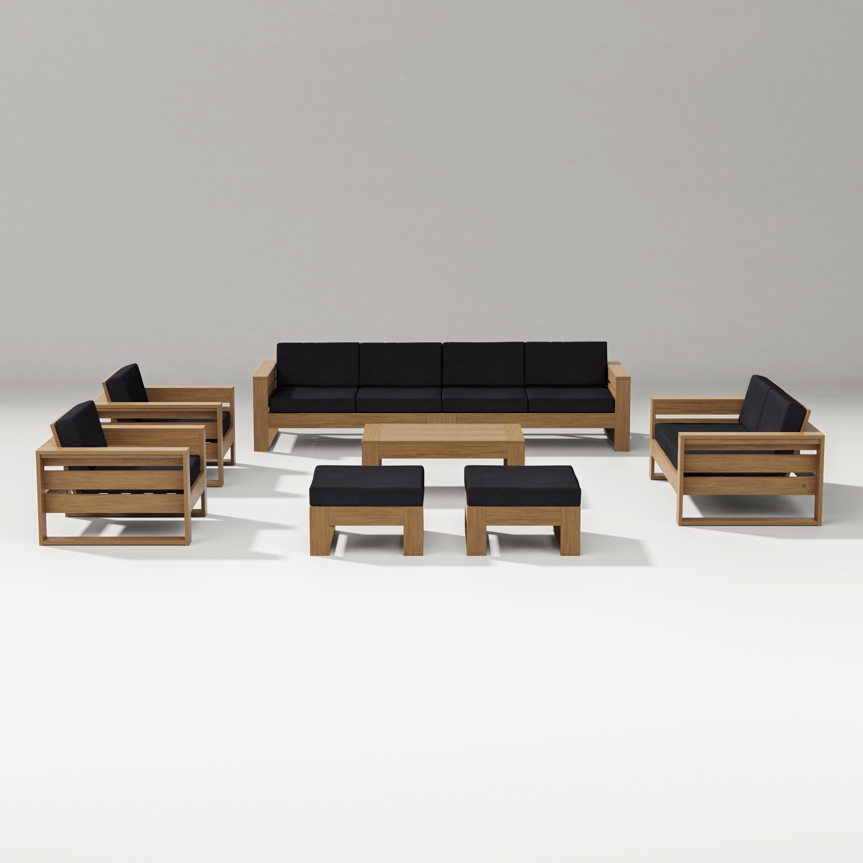 PW Designer Series Latitude 8-Piece Lounge Sofa Set in Natural / Midnight Linen