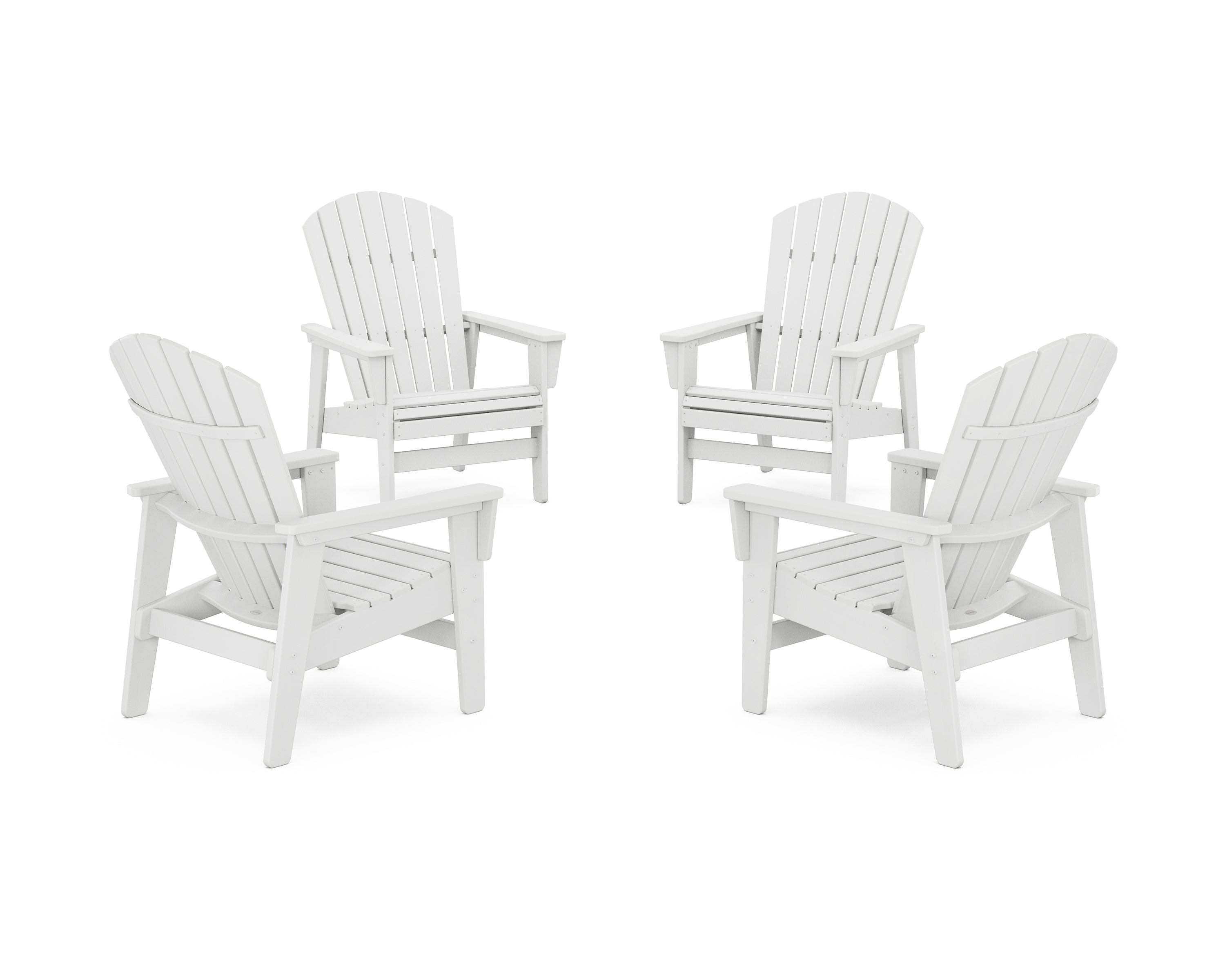 POLYWOOD 4-Piece Nautical Grand Upright Adirondack Chair Conversation Set in White