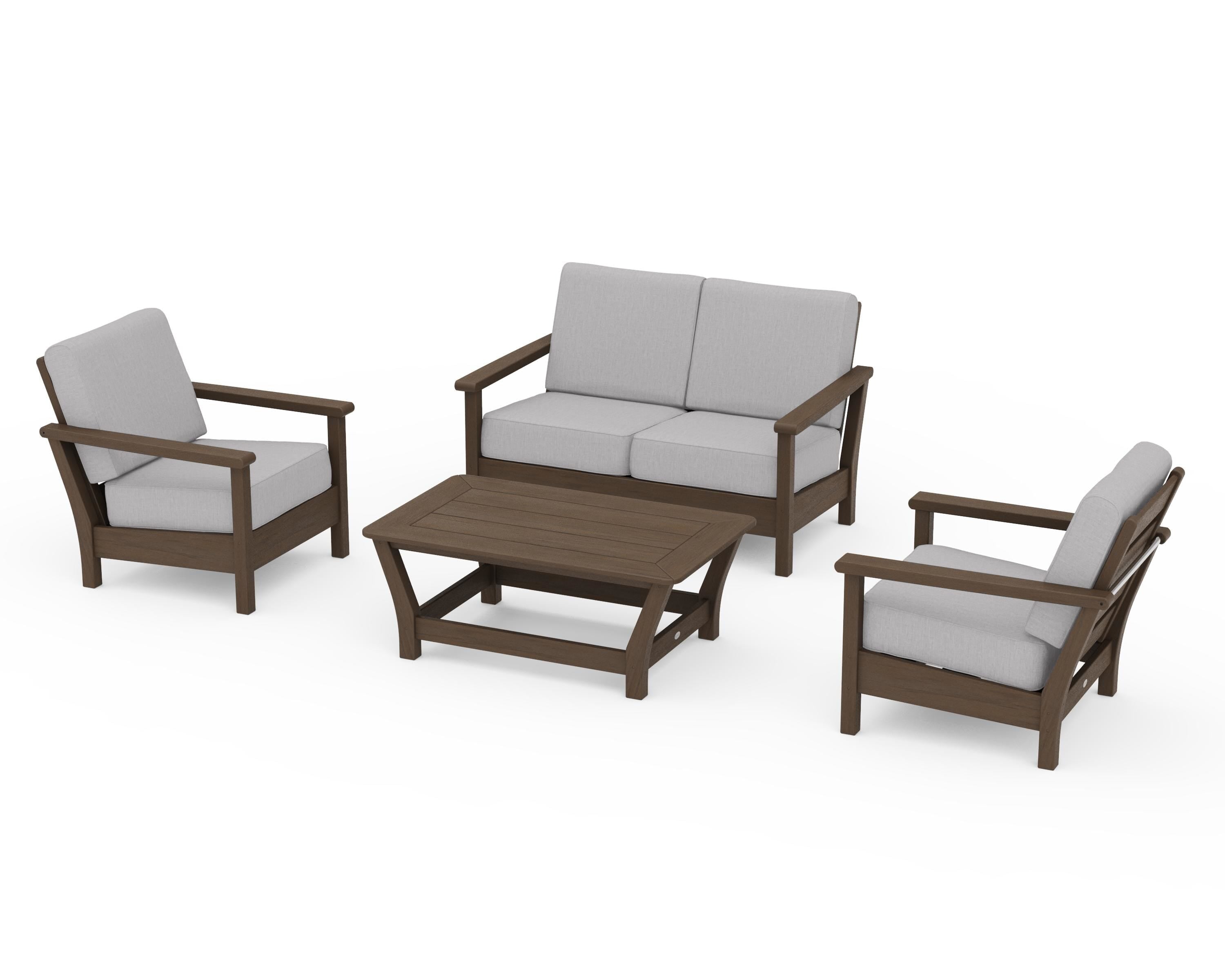POLYWOOD Harbour 4-Piece Deep Seating Set in Kona / Granite