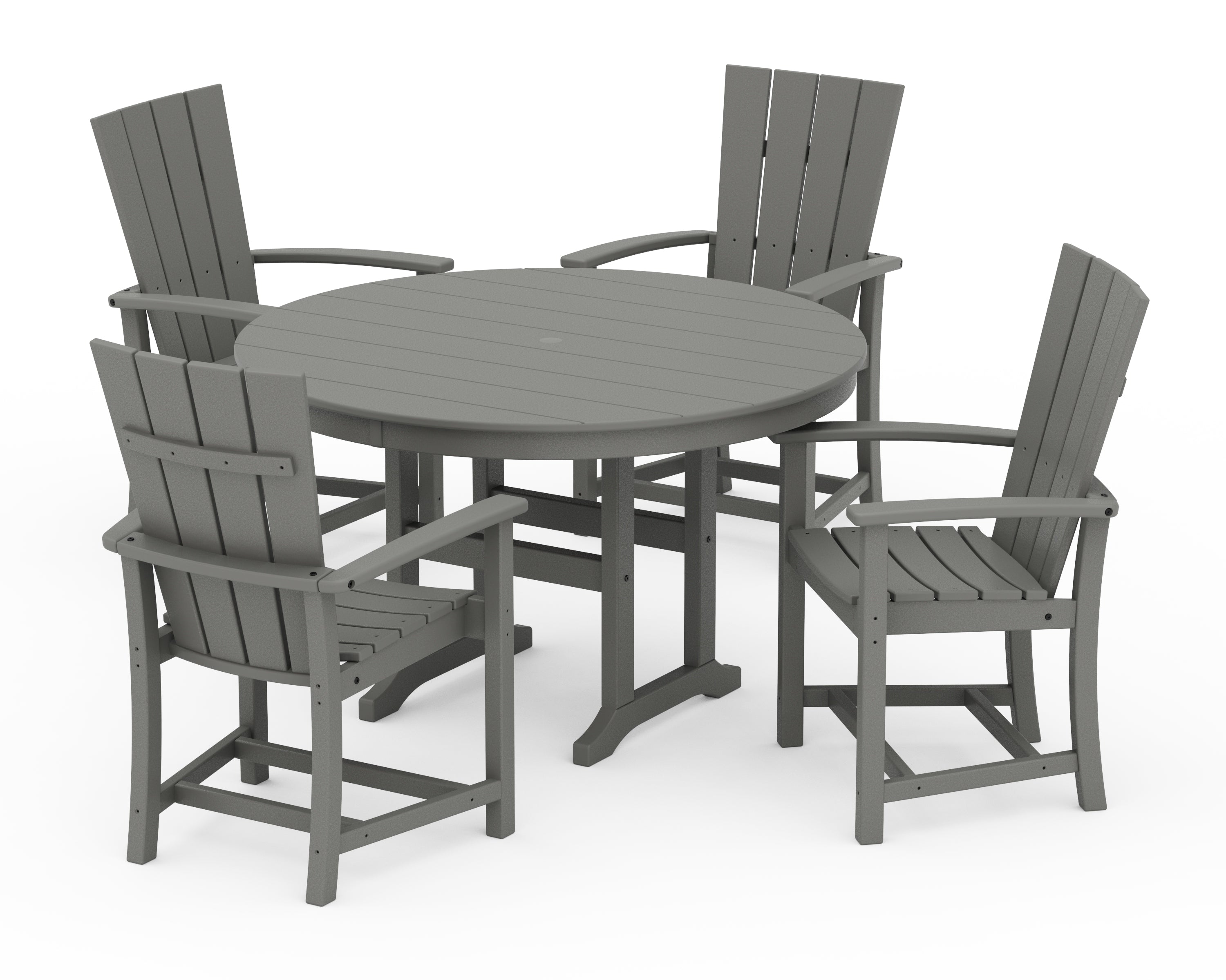 POLYWOOD Quattro 5-Piece Round Farmhouse Dining Set in Slate Grey