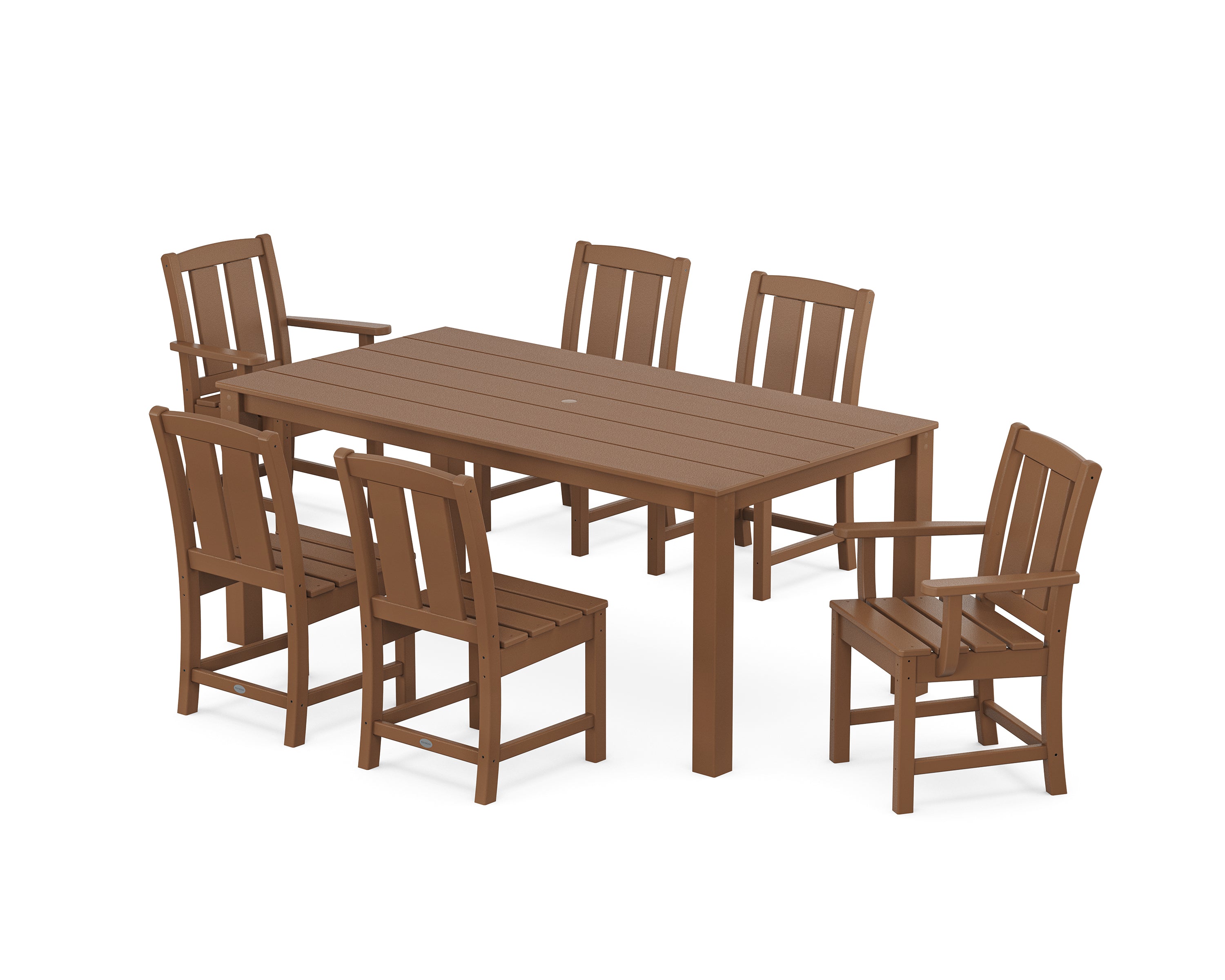 POLYWOOD Mission 7-Piece Parsons Dining Set in Teak