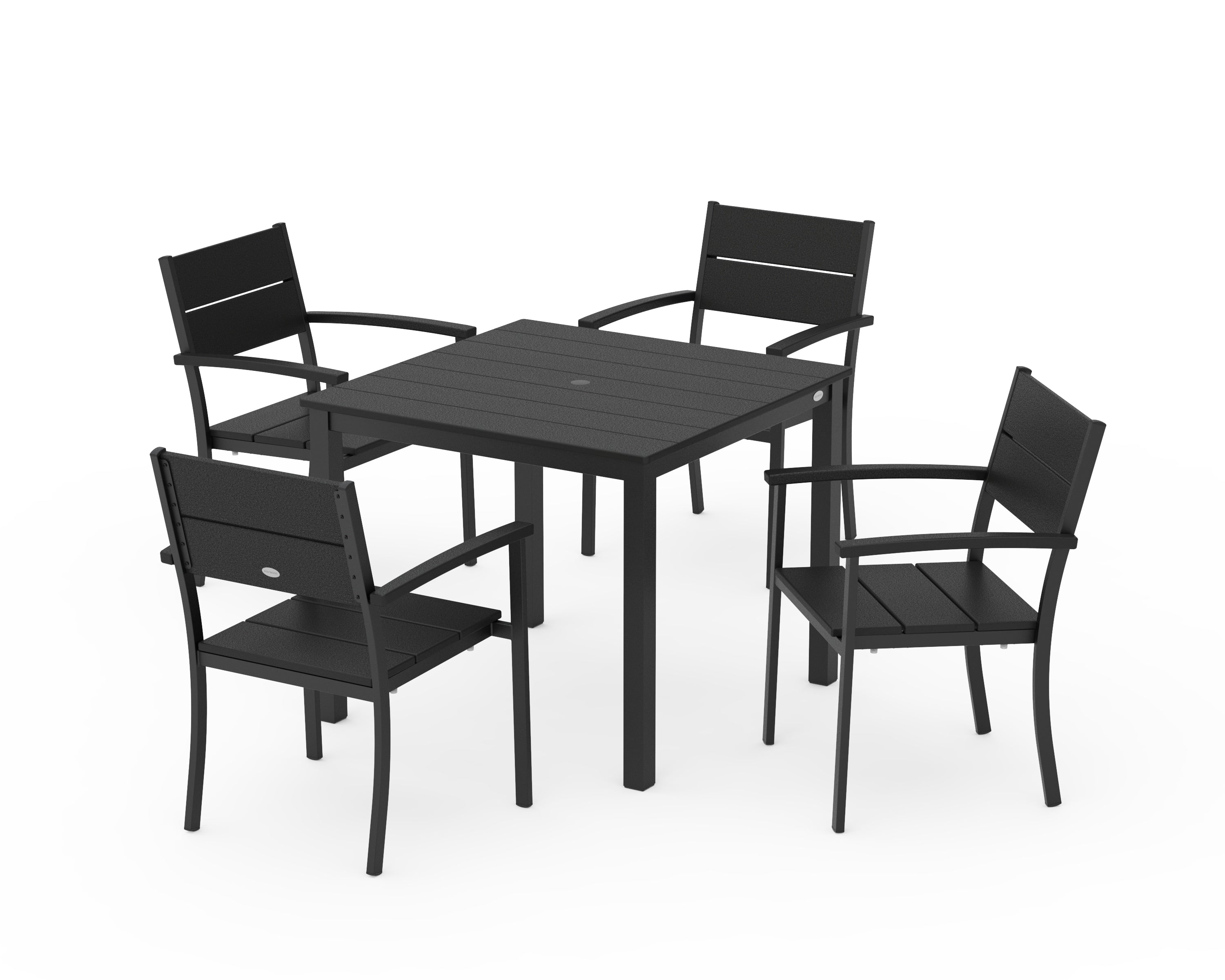 POLYWOOD Main Street 5-Piece Dining Set in Black / Black